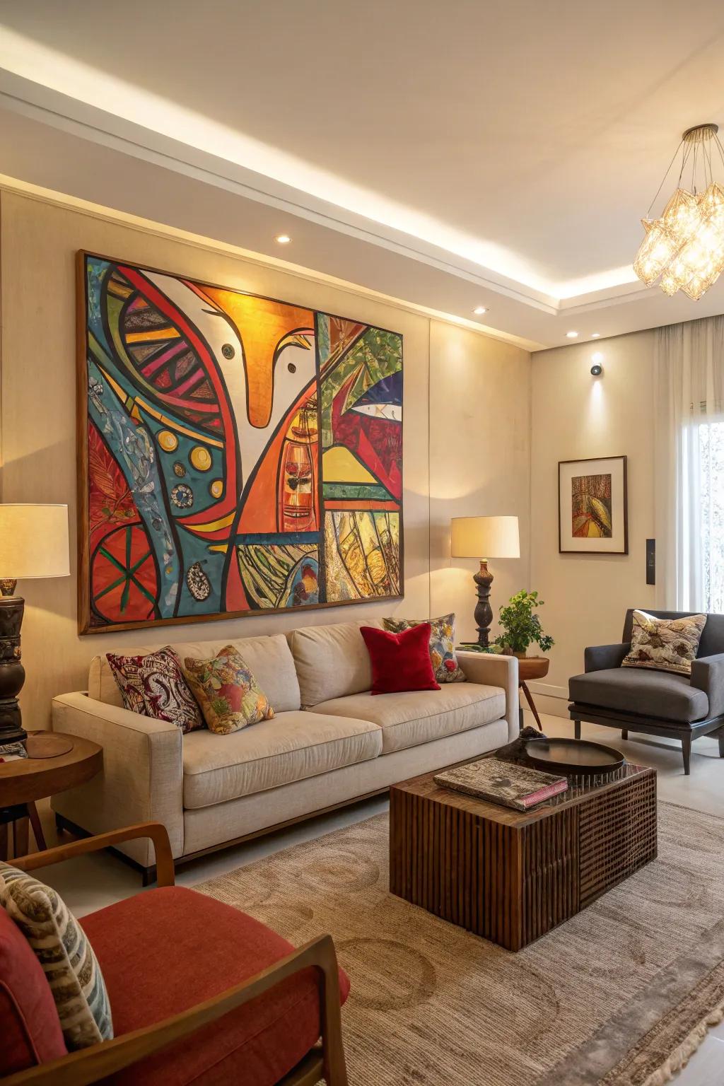 A focal point anchors the room.