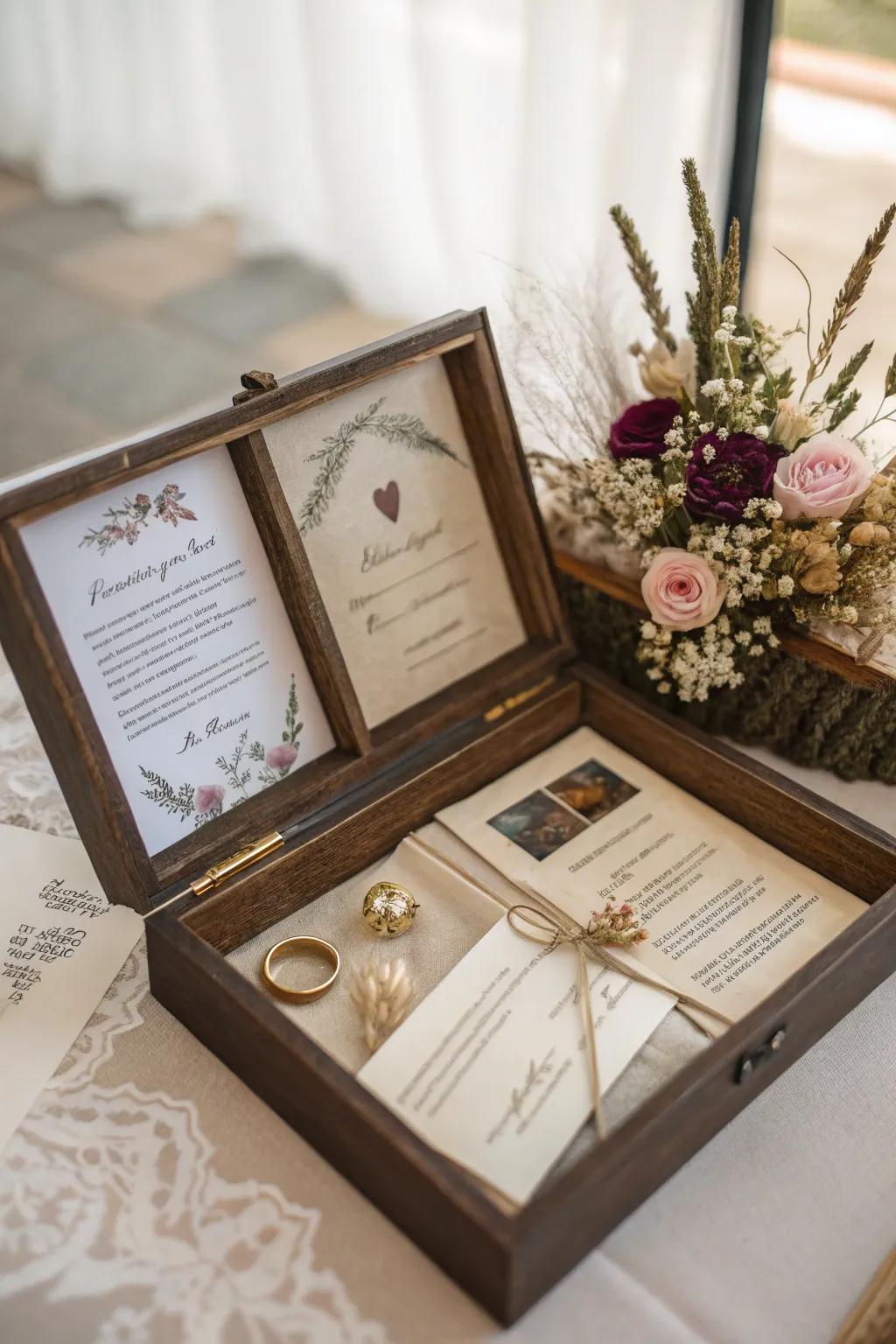 A wedding memory shadow box capturing a day of love.