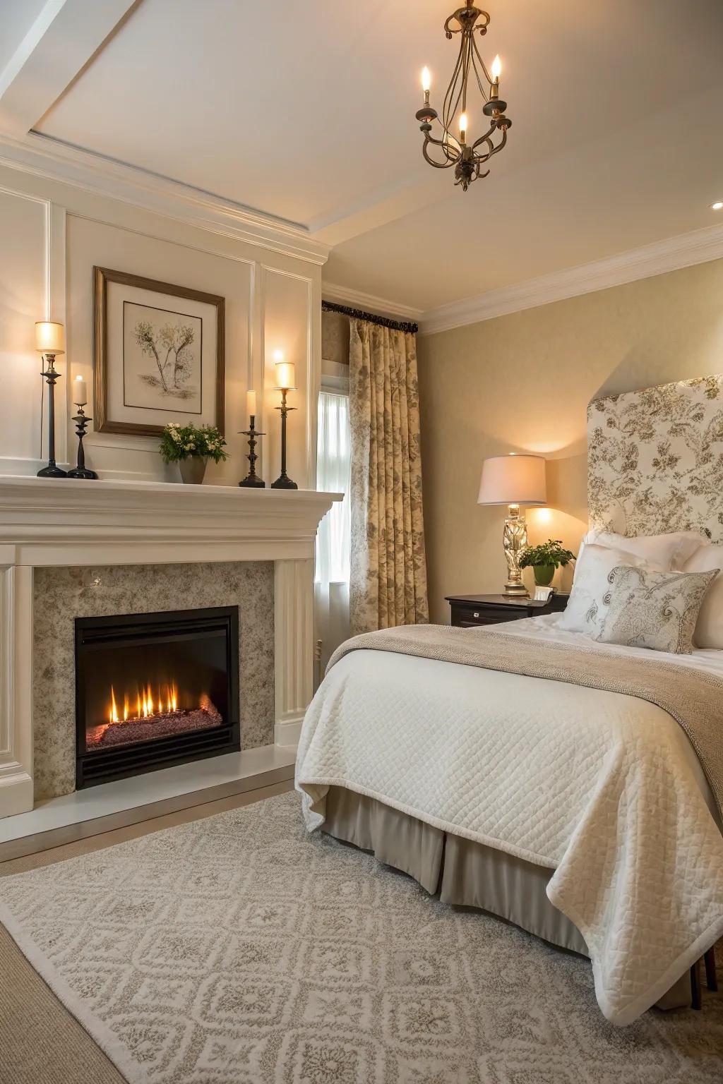 An electric fireplace adds a cozy and luxurious touch to your spa retreat.