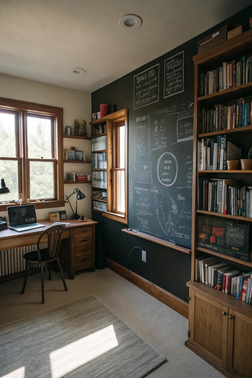 Chalkboards or whiteboards facilitate creative thinking.