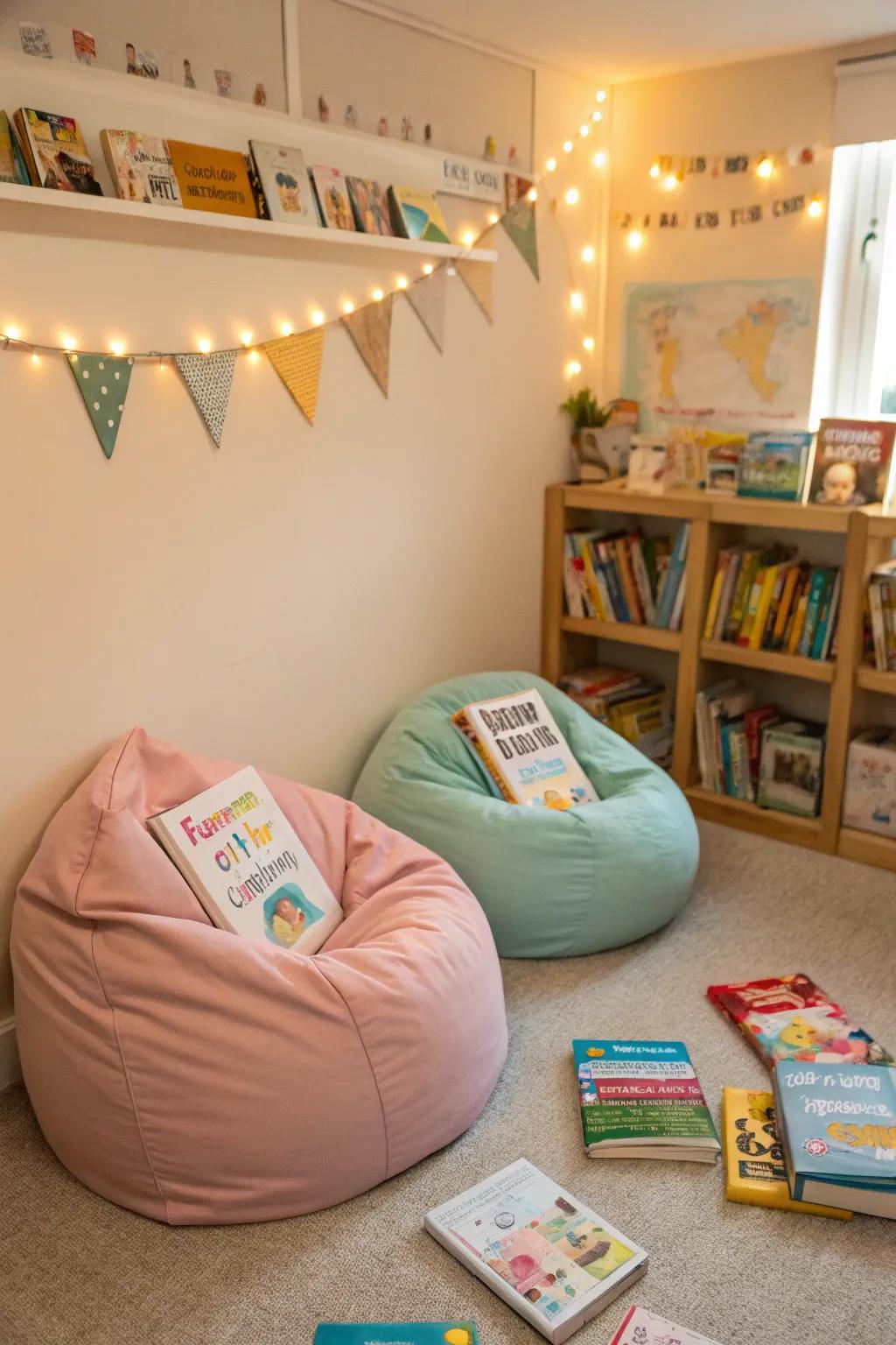 Foster a love for books with a cozy reading retreat.