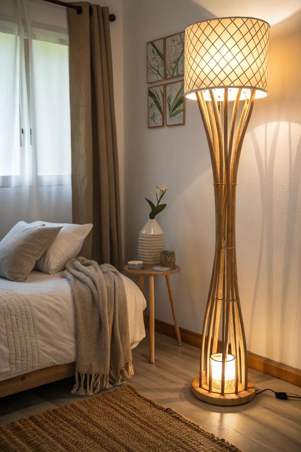 Embrace sustainability with a bamboo lamp.