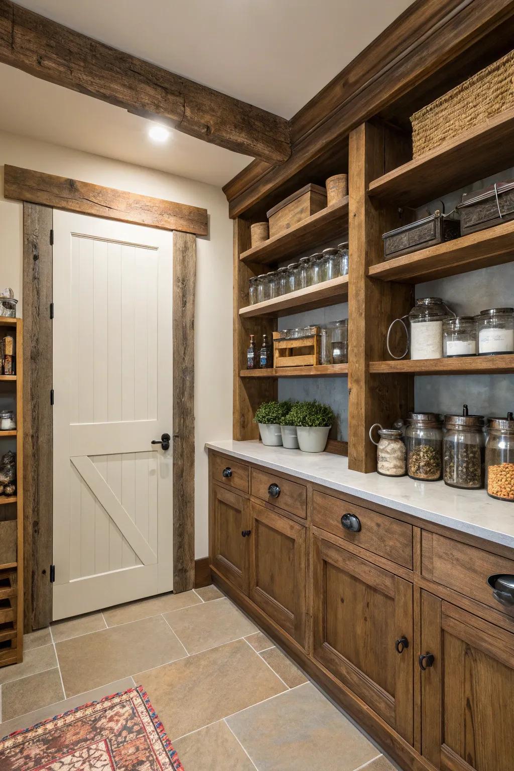 Vintage vibes with a modern twist in pantry design.