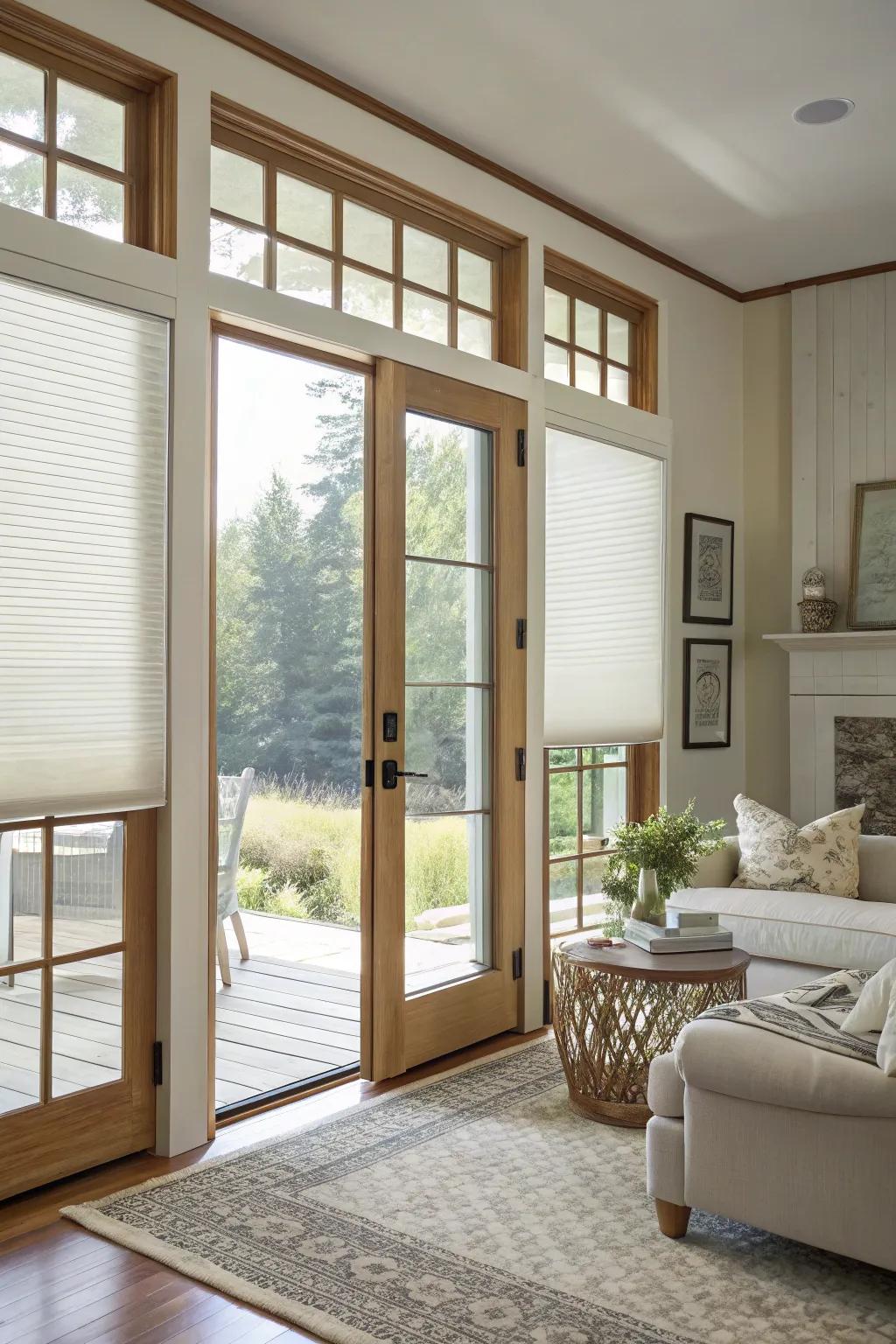 Cellular shades offer energy efficiency and style.