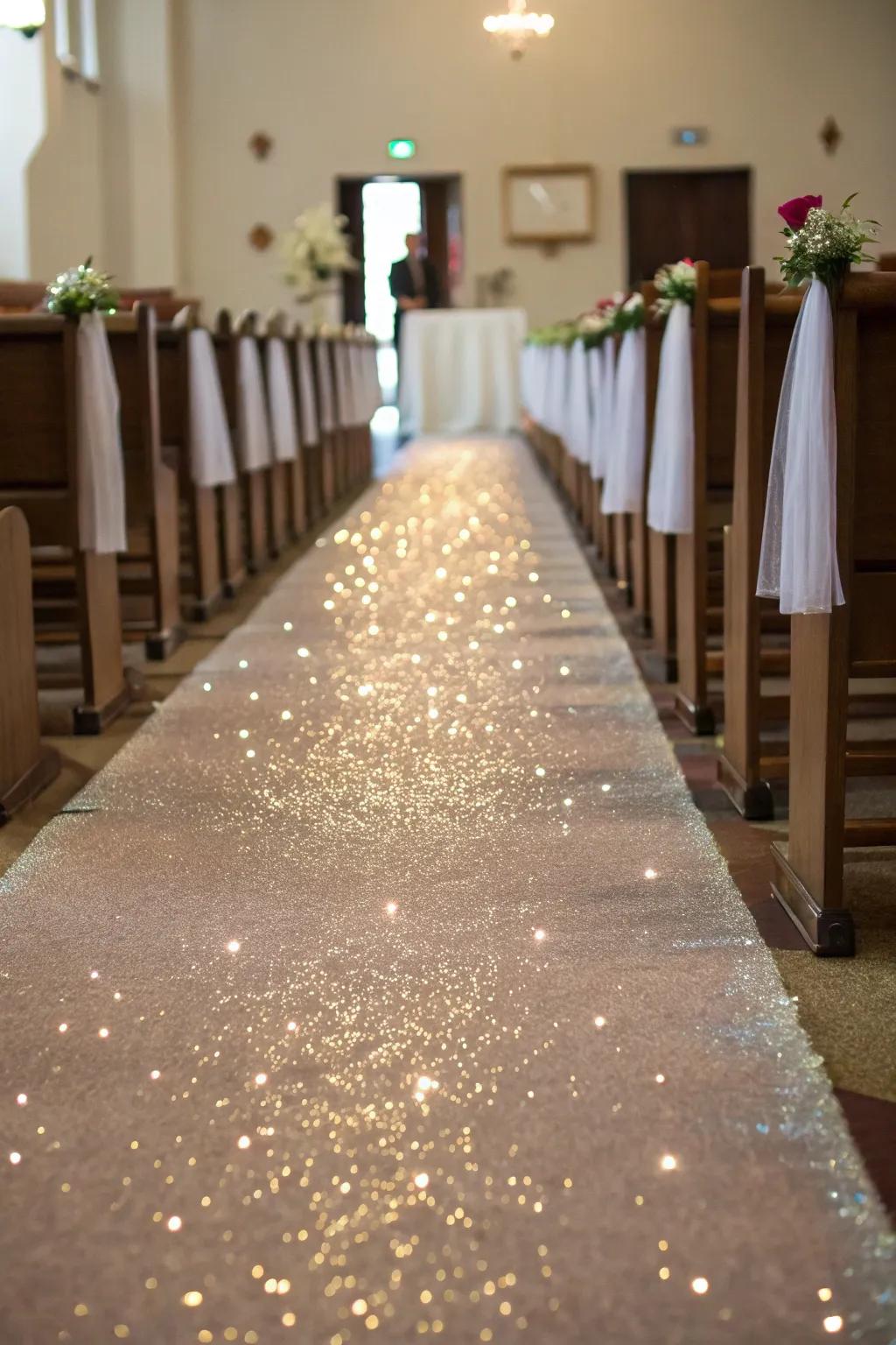 Glittering aisles add a subtle touch of magic to your event.