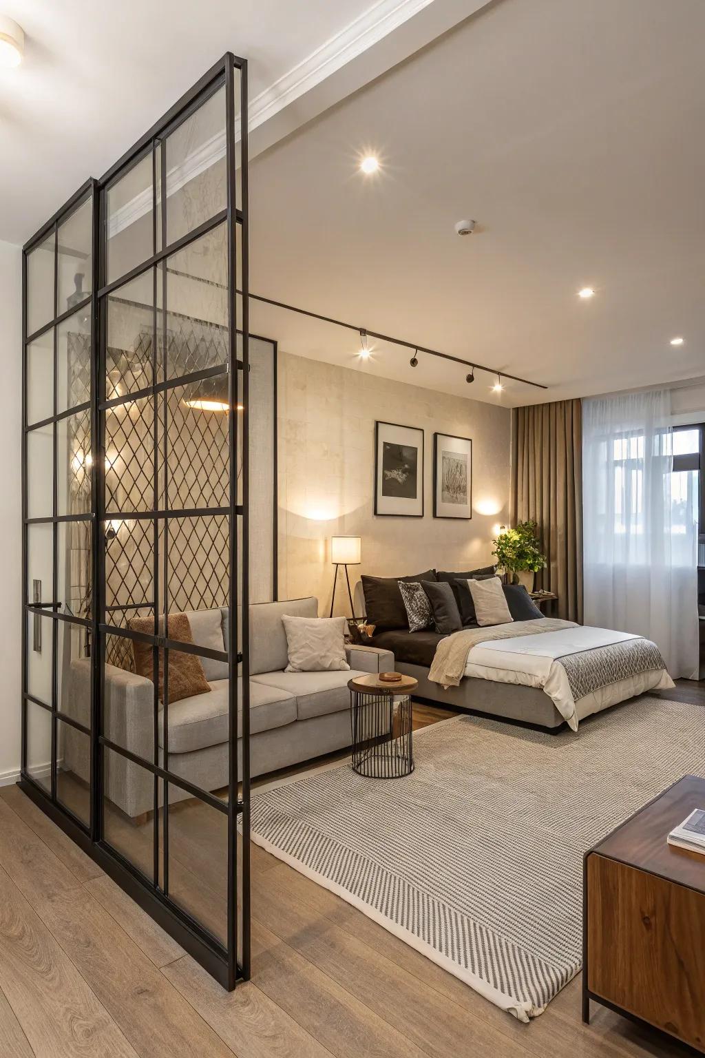 Room dividers add style and function to studios.