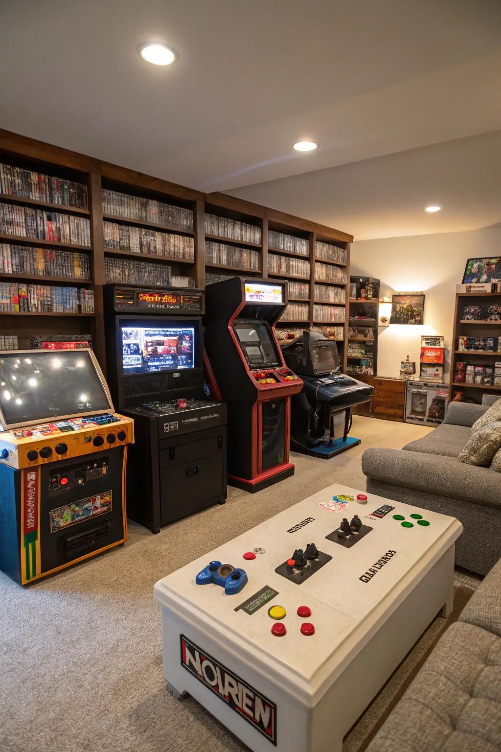 A retro gaming corner adds charm and nostalgia to your game room.