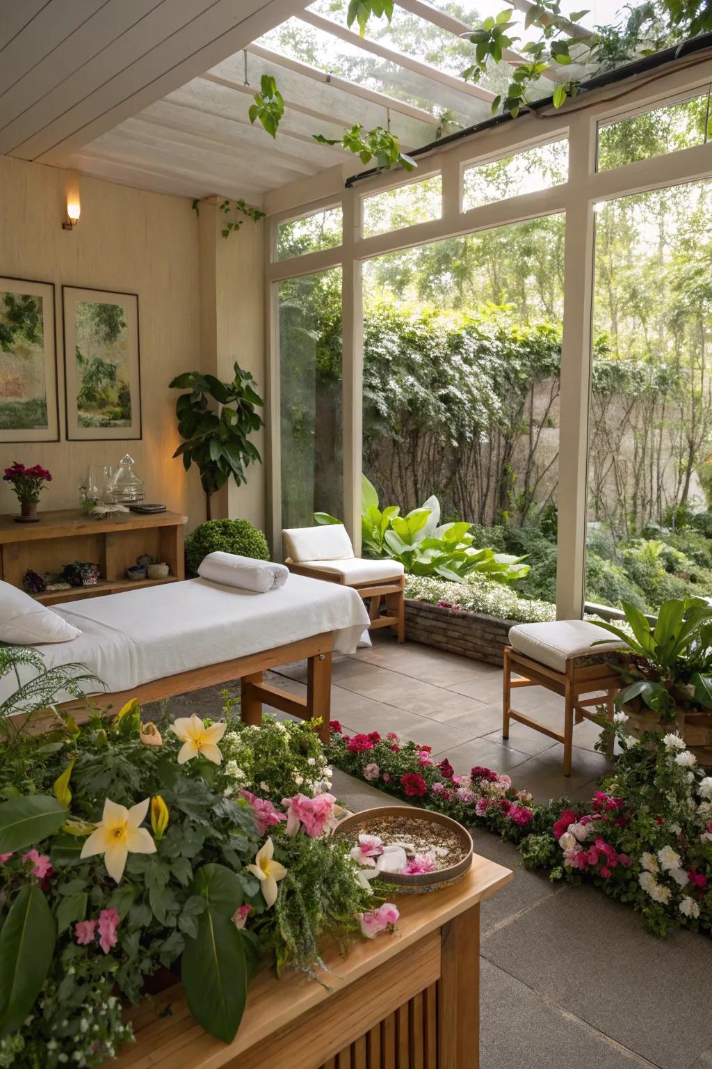 Nature’s touch adds tranquility to your massage space.