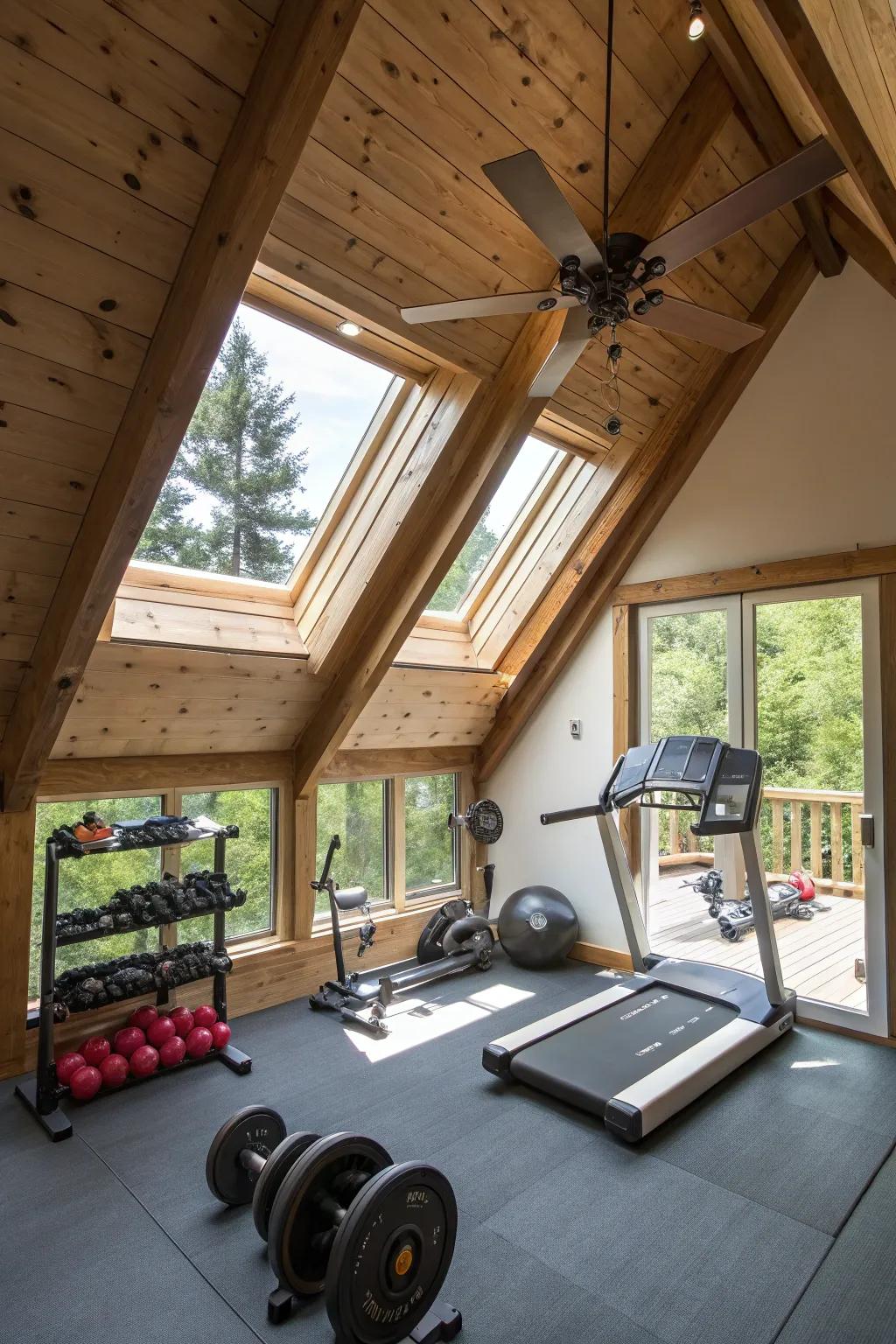 Proper ventilation keeps your attic gym fresh and airy.