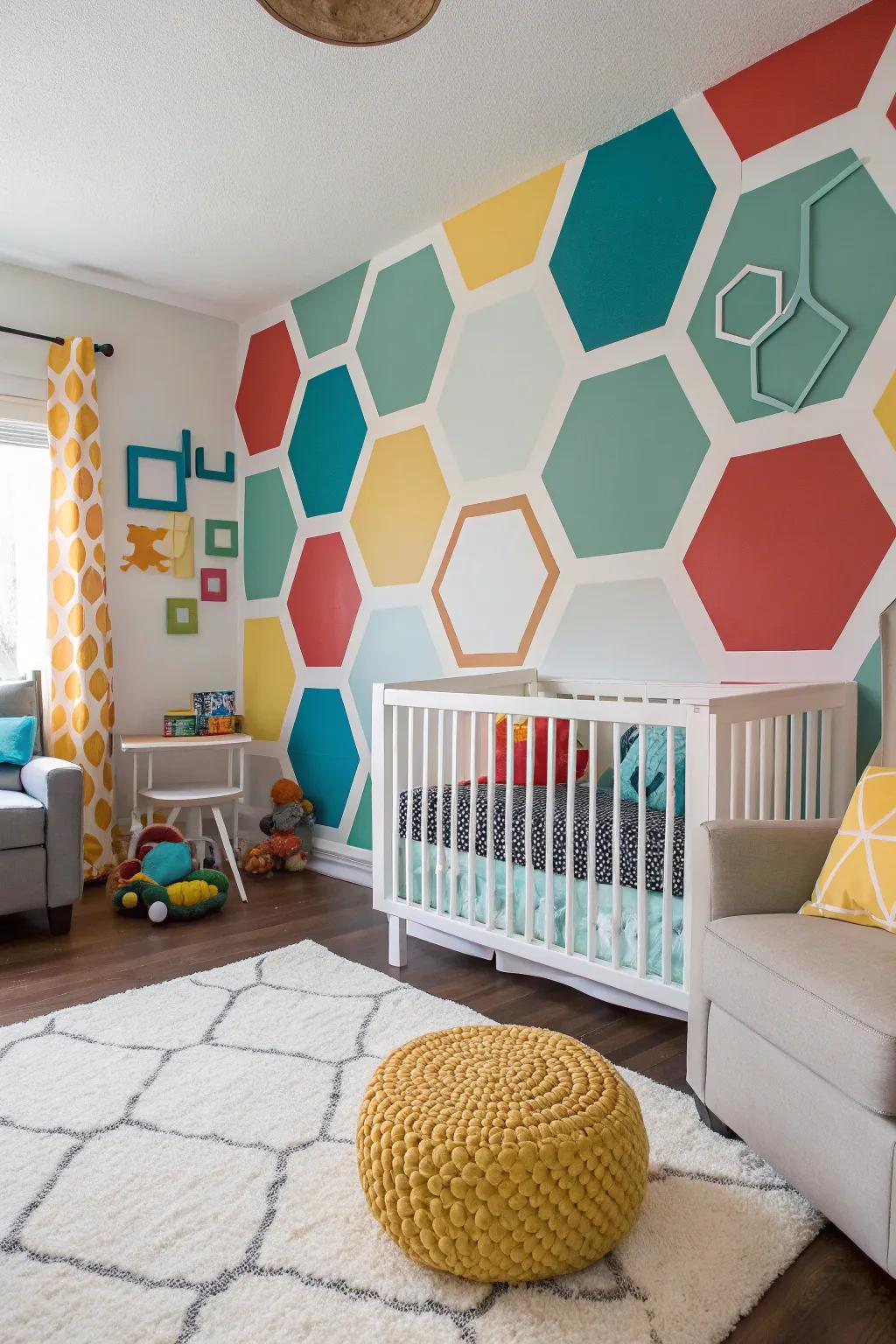 Engage the eye with a geometric-themed nursery.