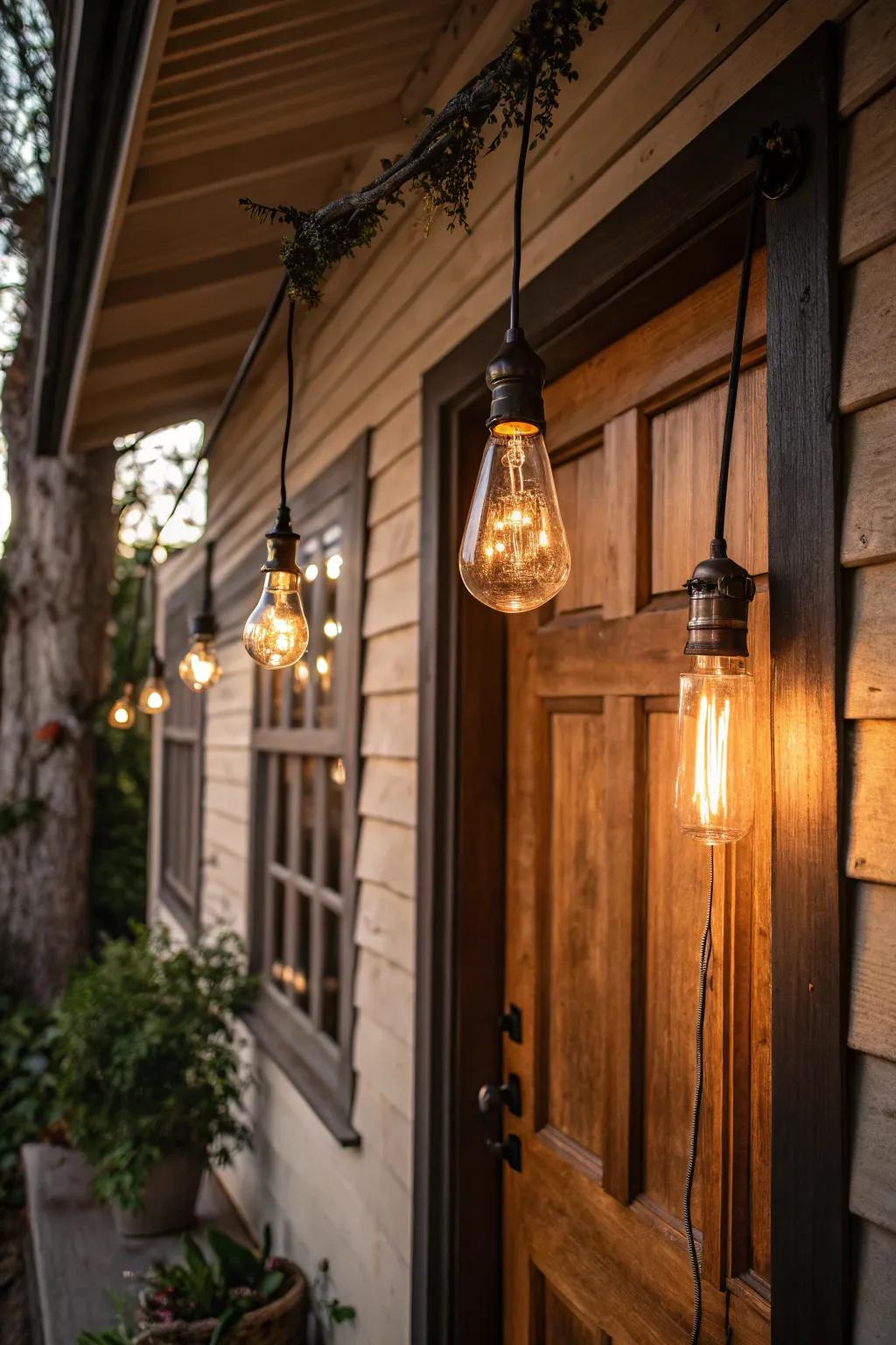 Vintage Edison bulbs add nostalgic charm and character.