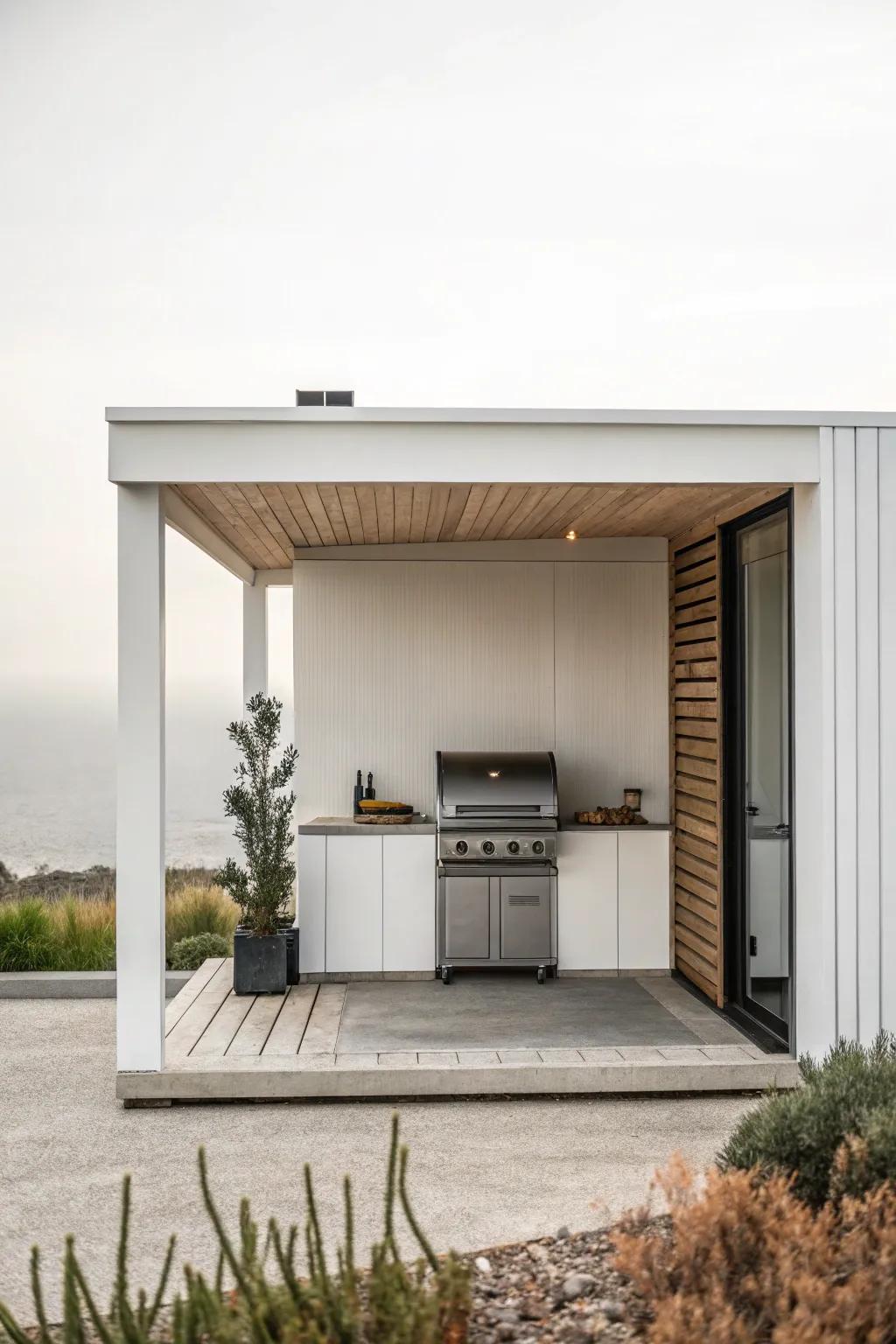 Timeless appeal with a minimalist BBQ shed.