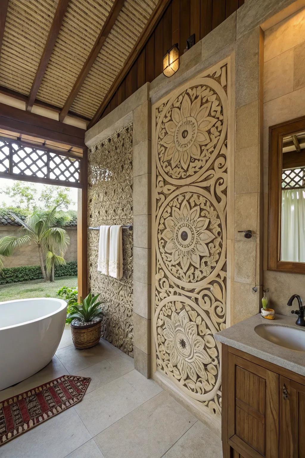 Balinese patterns create a striking and cultural focal point.