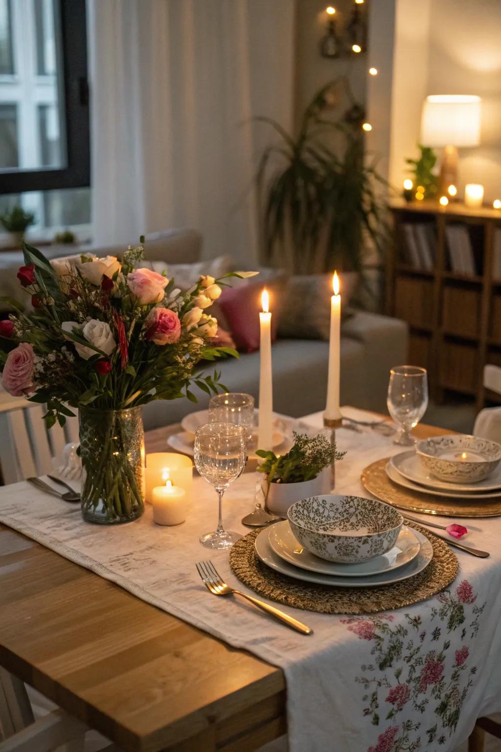 Create an intimate date night at home for a personal touch.