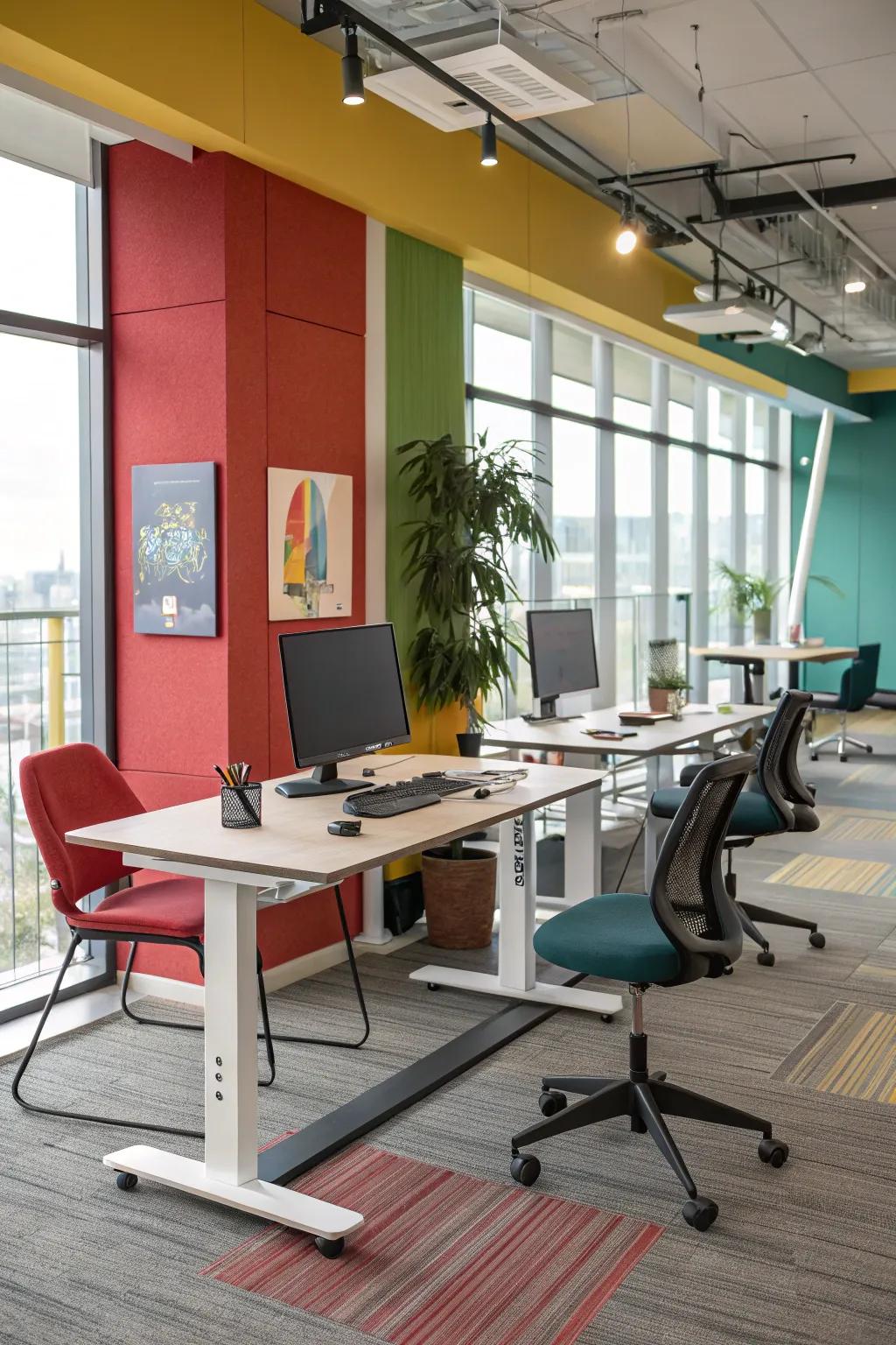 Standing desks promote movement and energy.