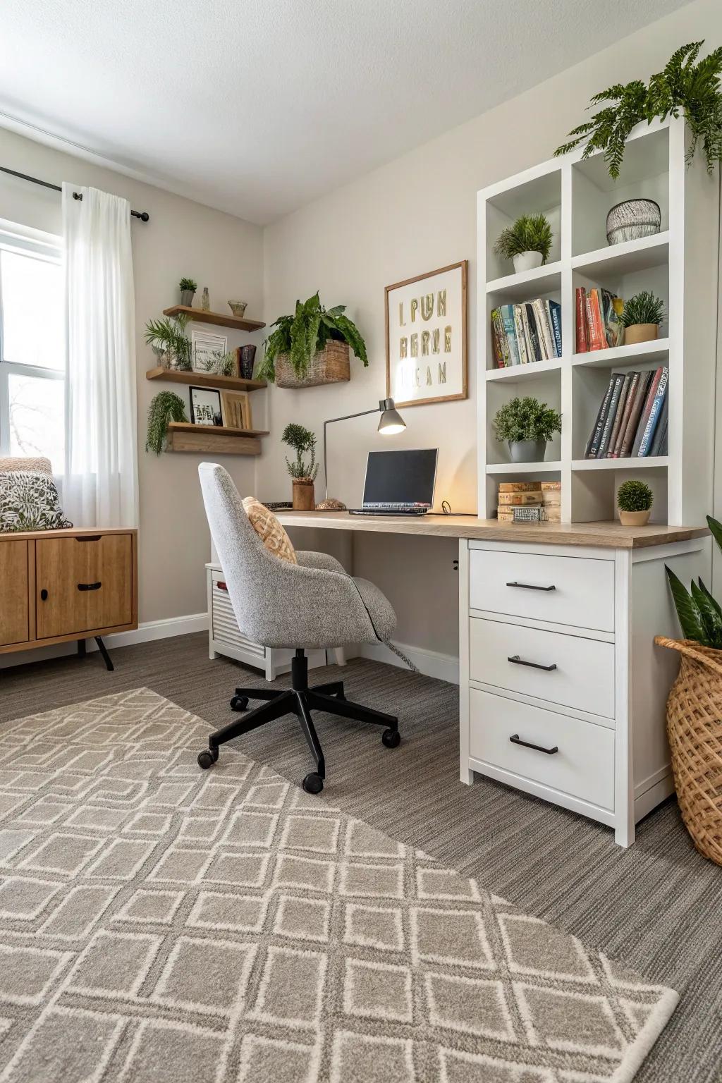 Peel-and-stick carpet tiles offer a quick and cozy upgrade.