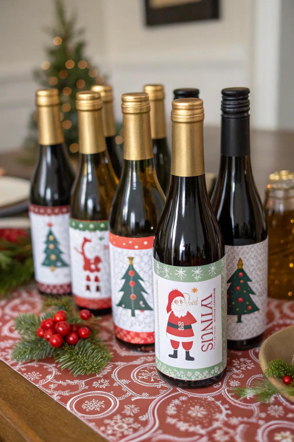 Mini wine bottles offer a festive toast to the season.