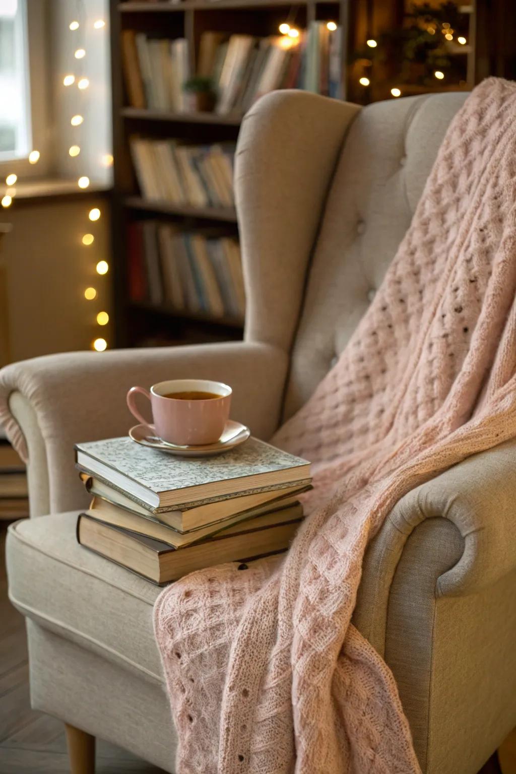 Soft blush adds romance and warmth.