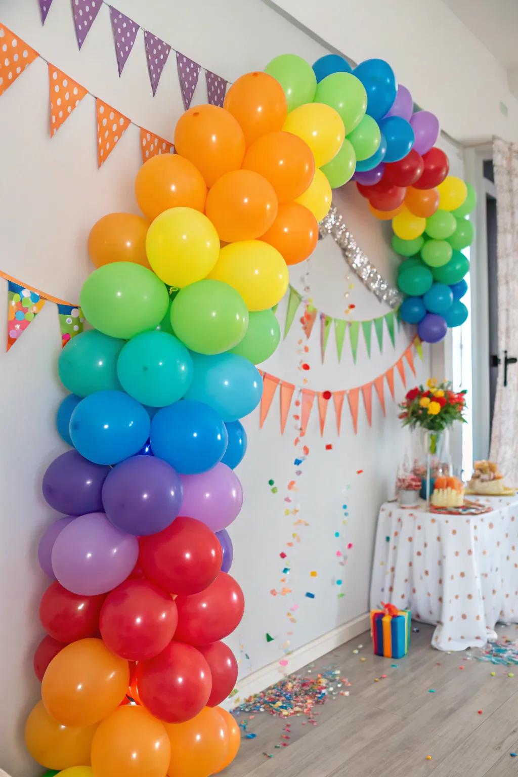 Enhance your decor with a colorful balloon garland.