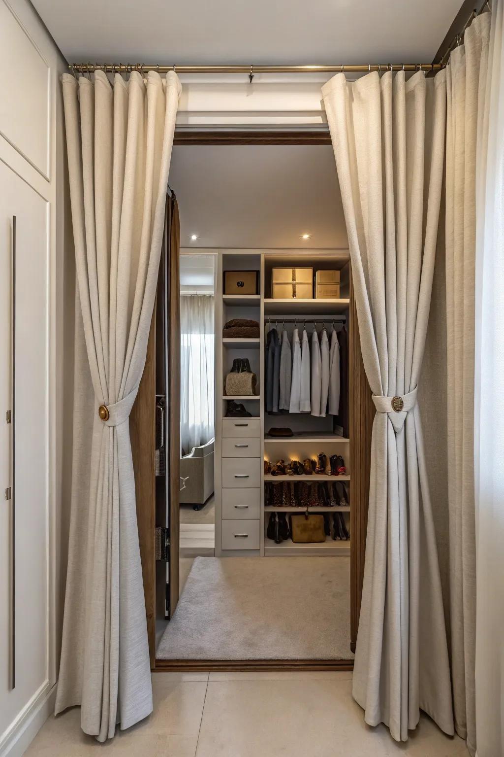 Curtains offer versatility and a touch of elegance to your closet.