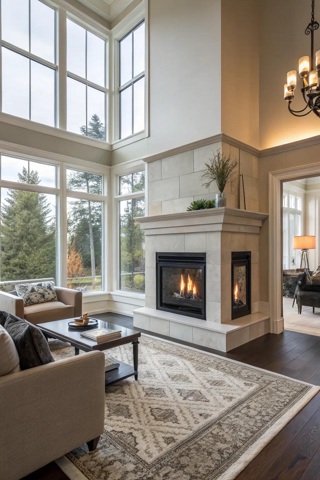 A convertible fireplace offering flexibility for any occasion.