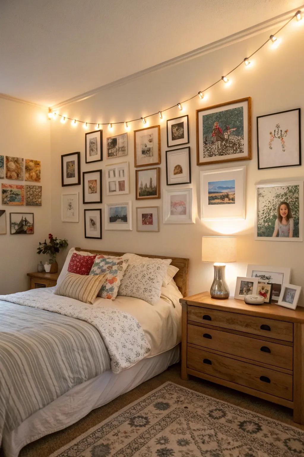 A gallery wall captures cherished memories and bonds.