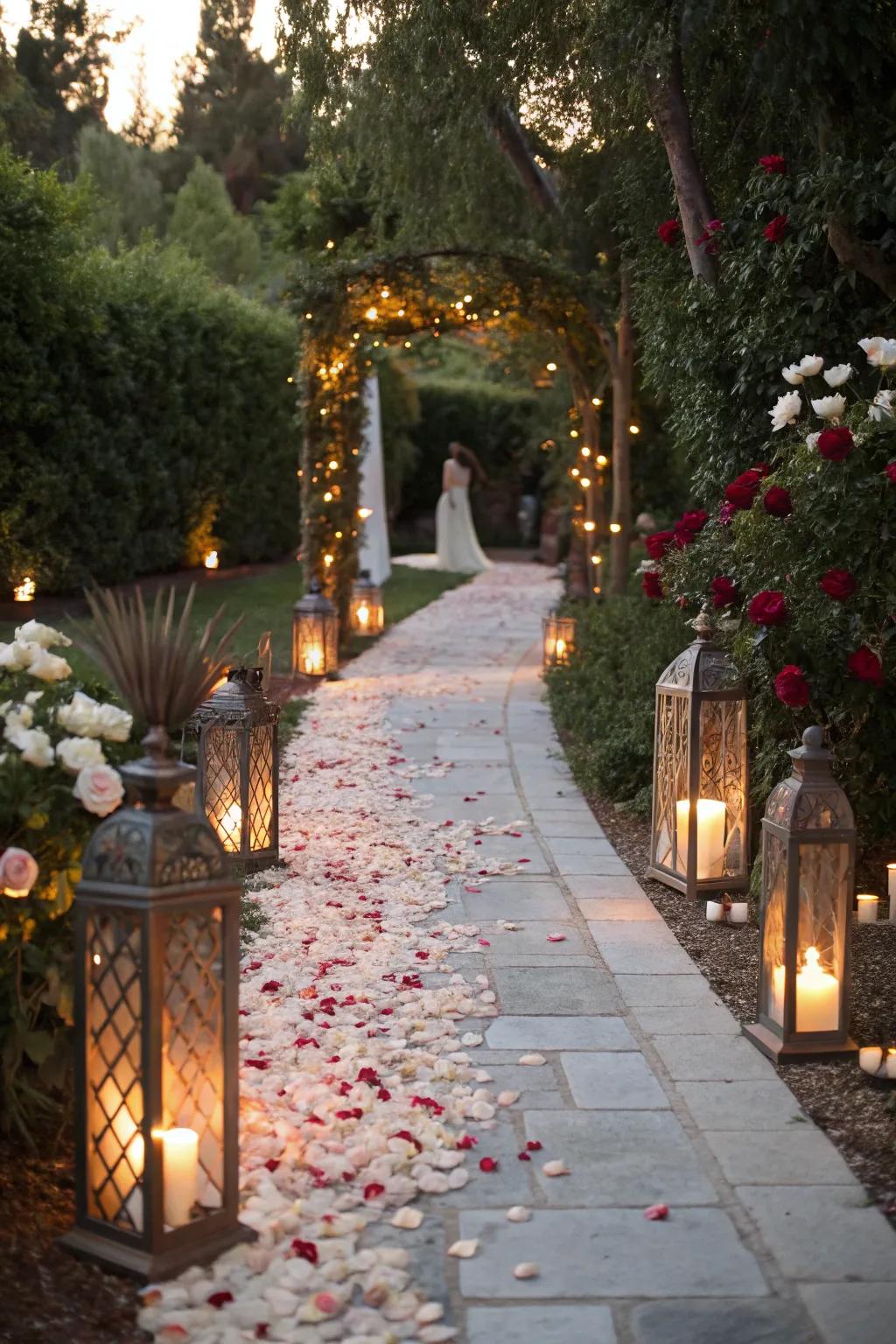 A fairy tale pathway leading guests to the ceremony.