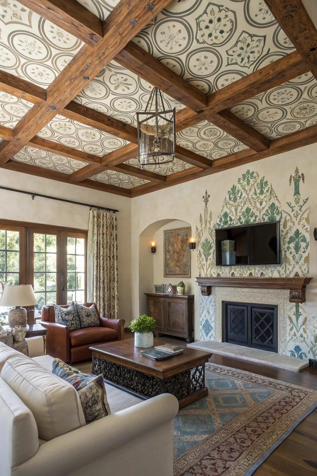 Ceiling decor adds dimension and style.