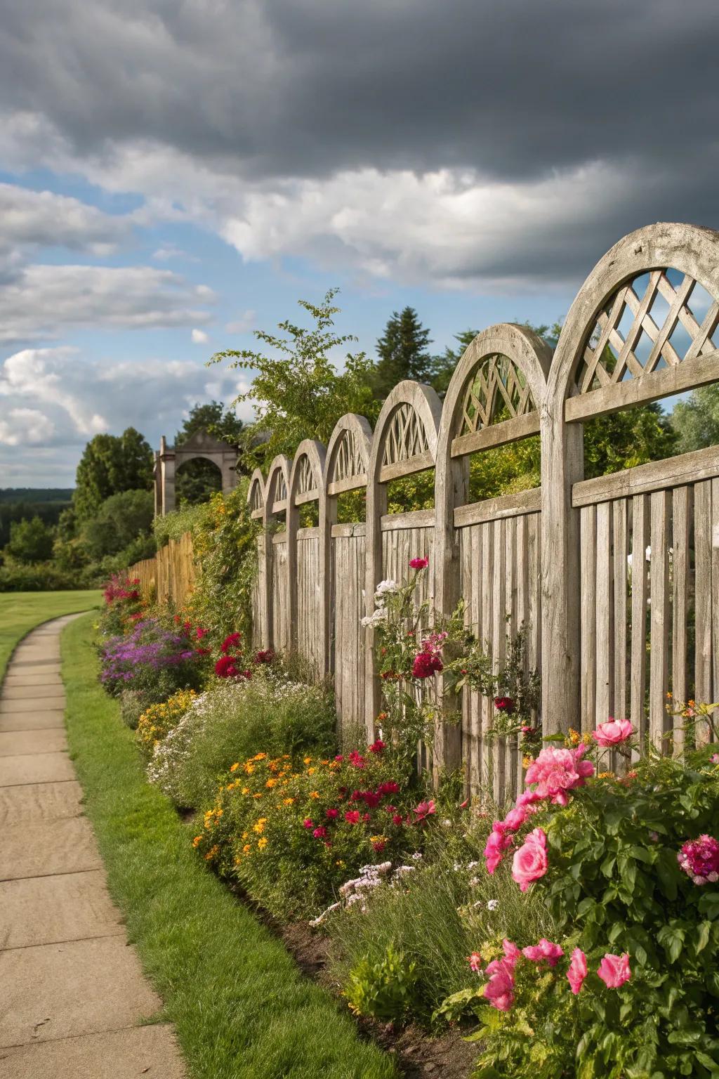 Arched panels create a graceful and elegant fence design.