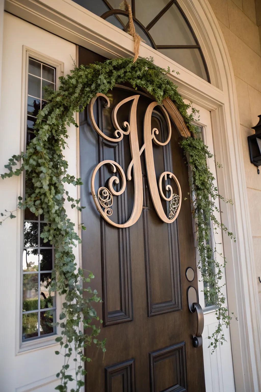 Personalize your entryway with an elegant monogram door hanger.