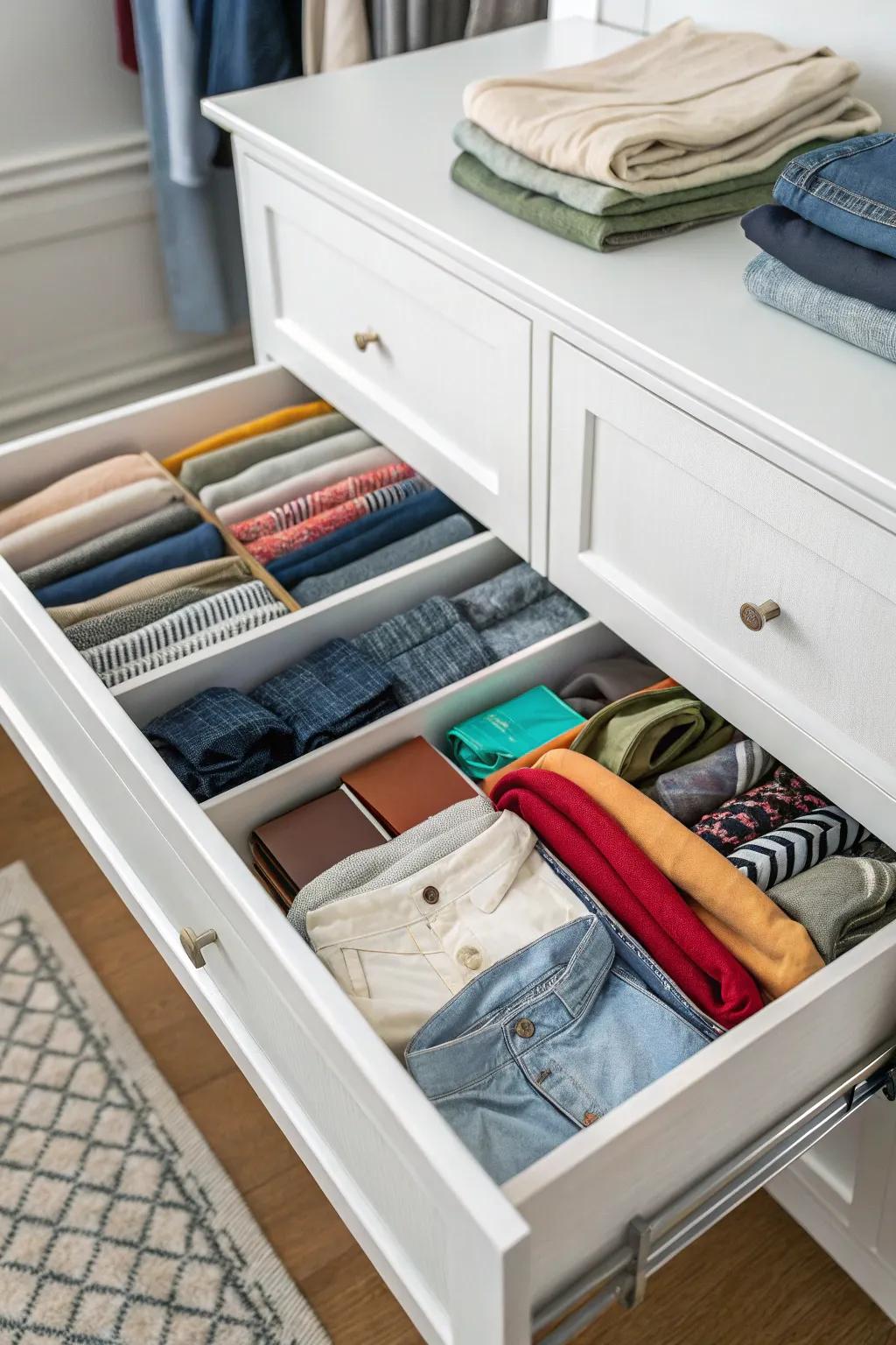 Seasonal rotation for efficient drawer use.