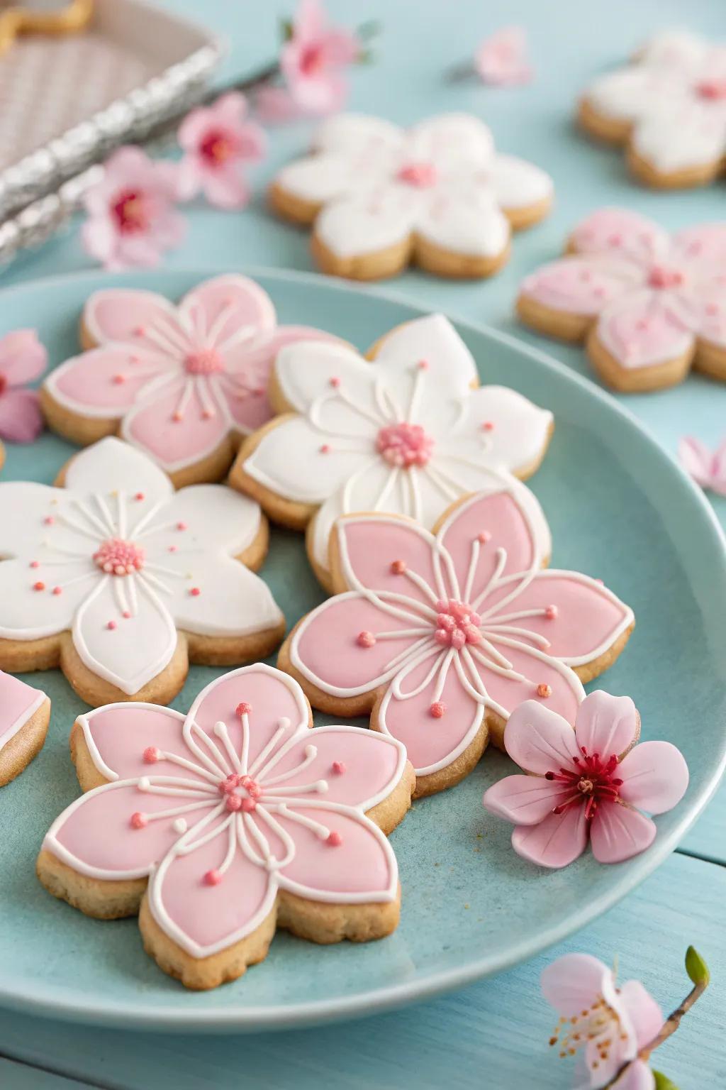 Delicate cherry blossom cookies to celebrate spring.