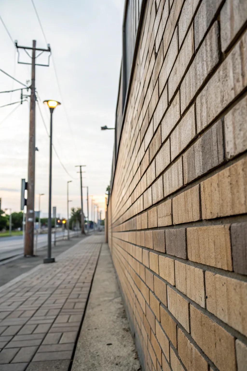 Brick-look tiles provide industrial charm.