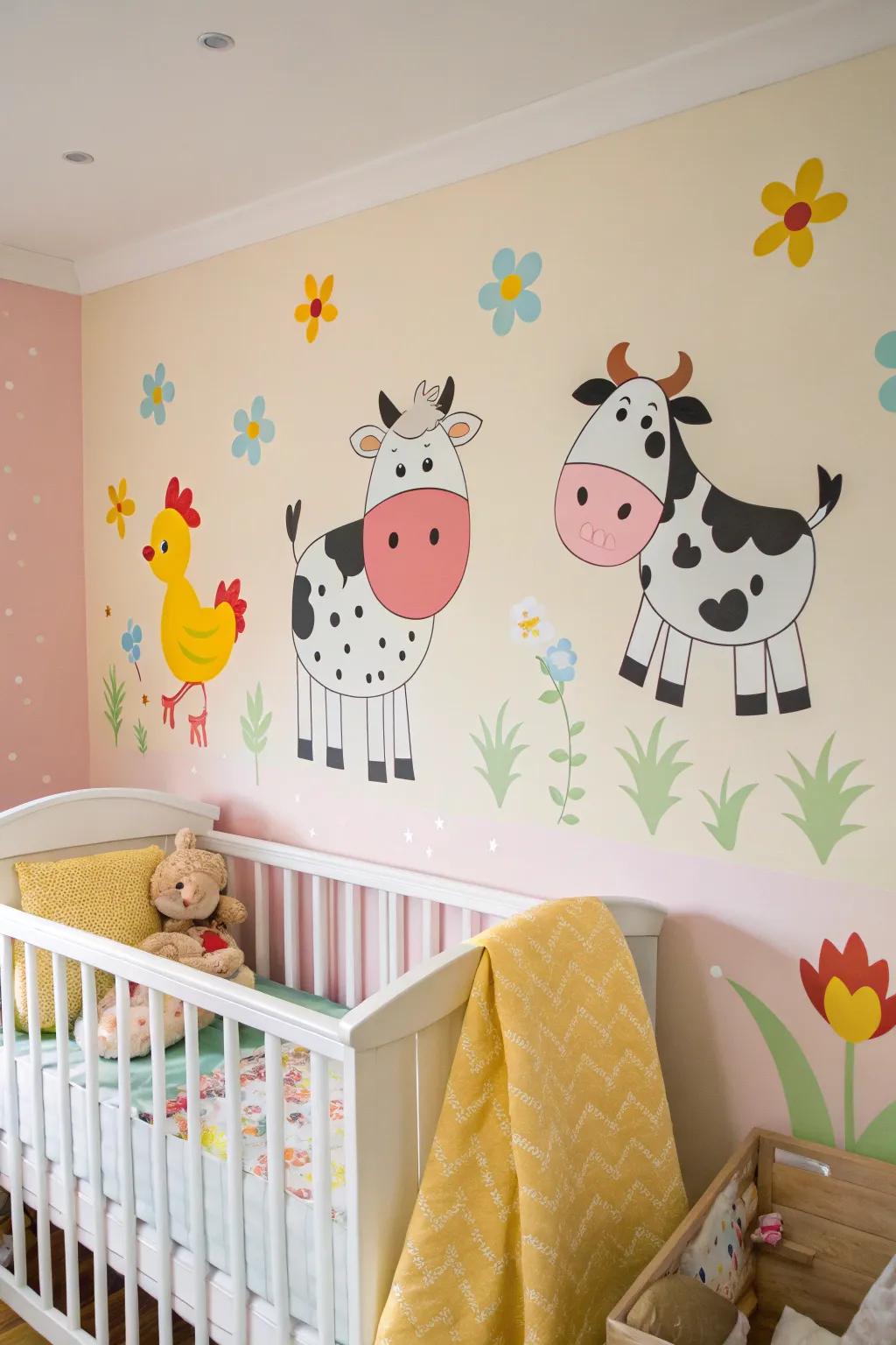 Wall decals allow for flexible and creative nursery decor.