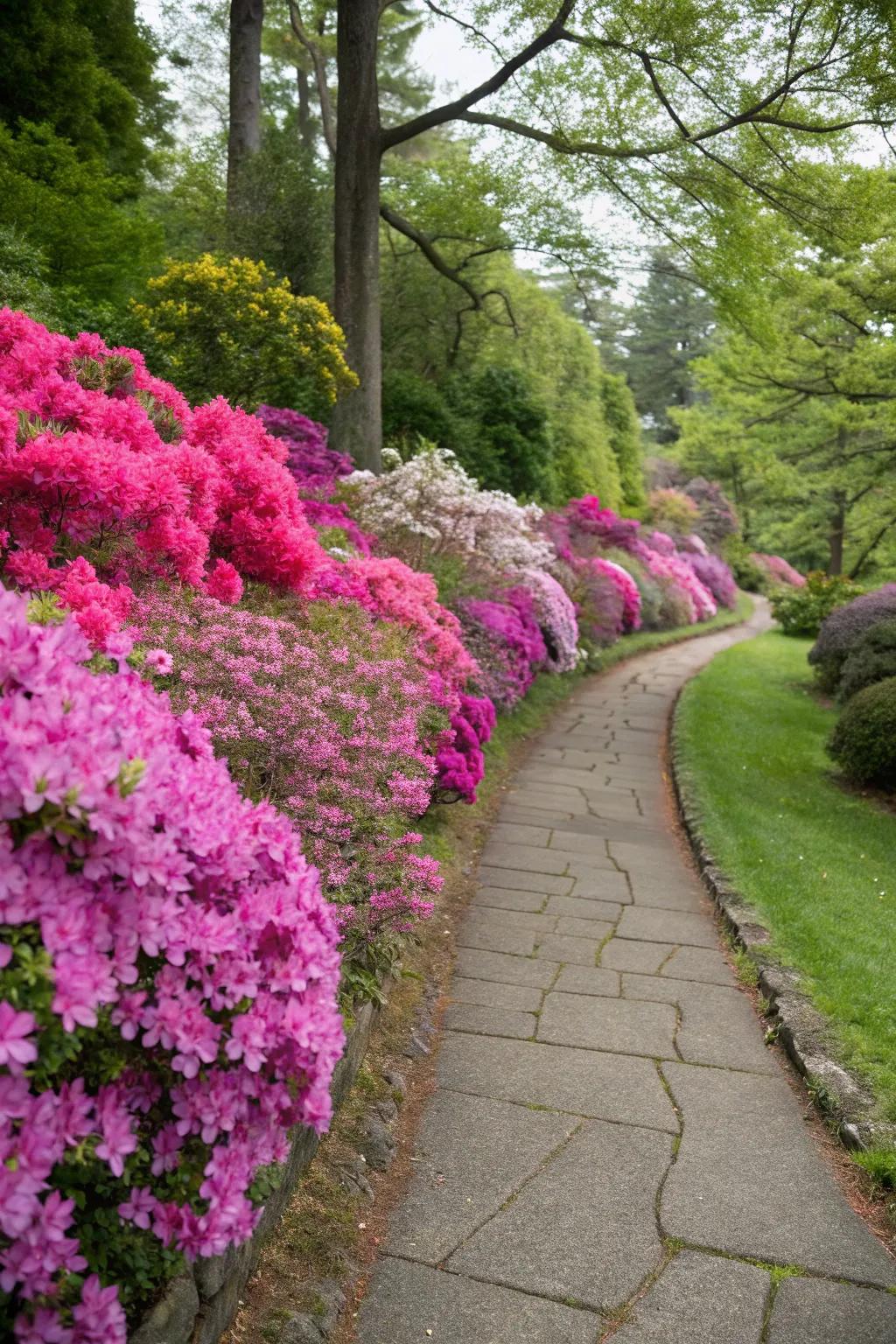 Define your garden spaces with azalea borders.