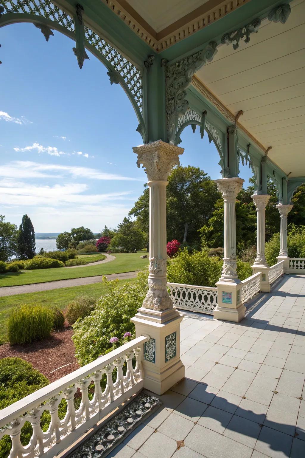 Unique column shapes add artistic flair to your porch design.