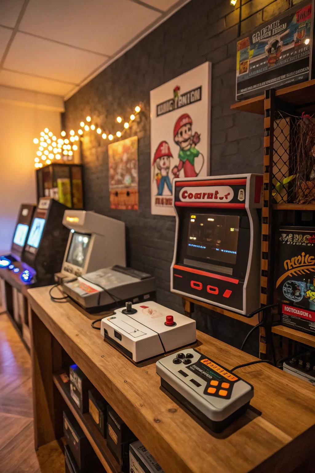 Retro gaming corners bring nostalgia to your setup.