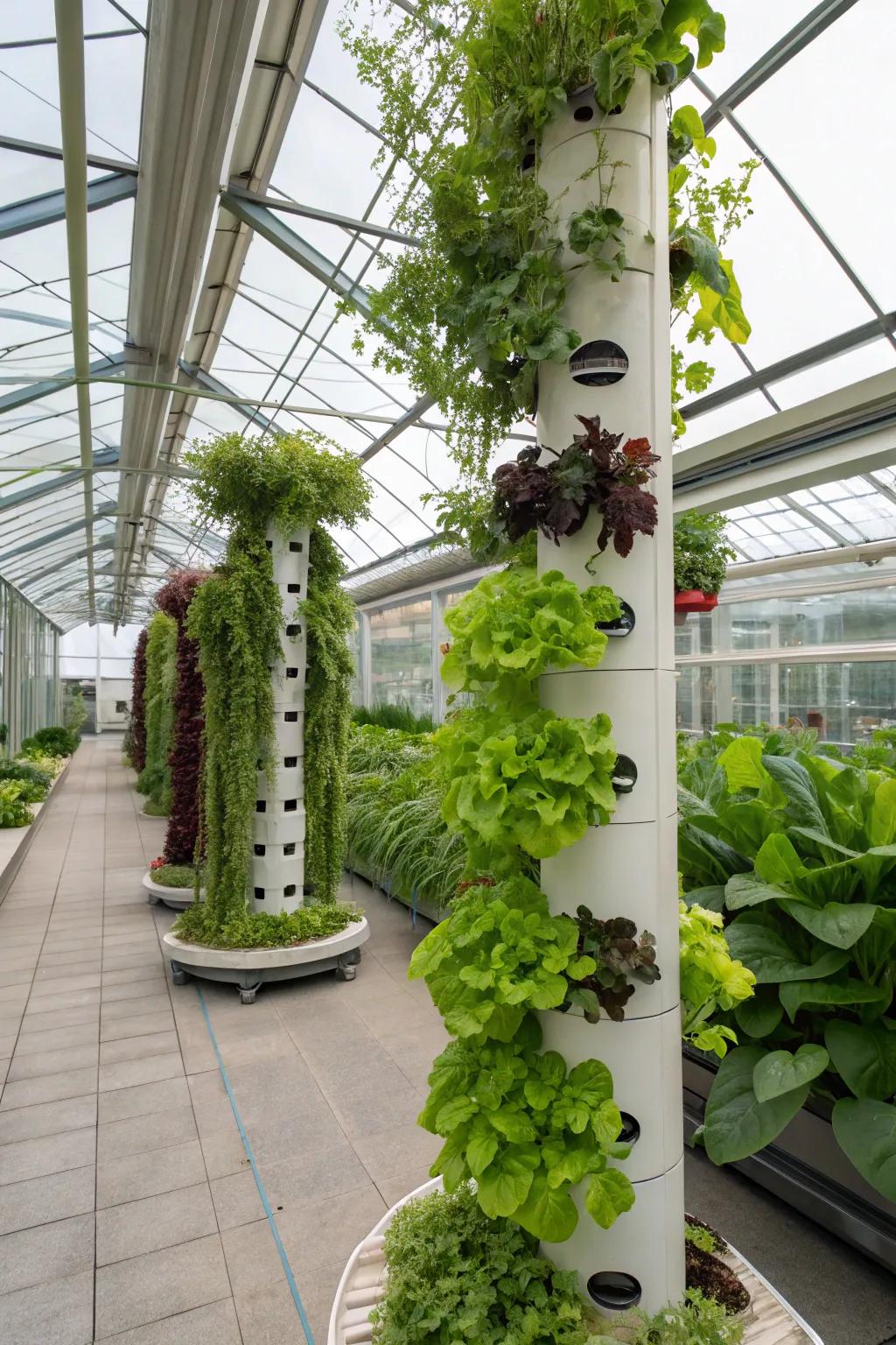 Innovative vertical hydroponic system maximizing efficiency.