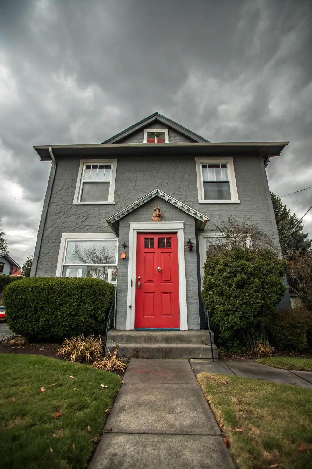 An inviting entrance with a pop of color.