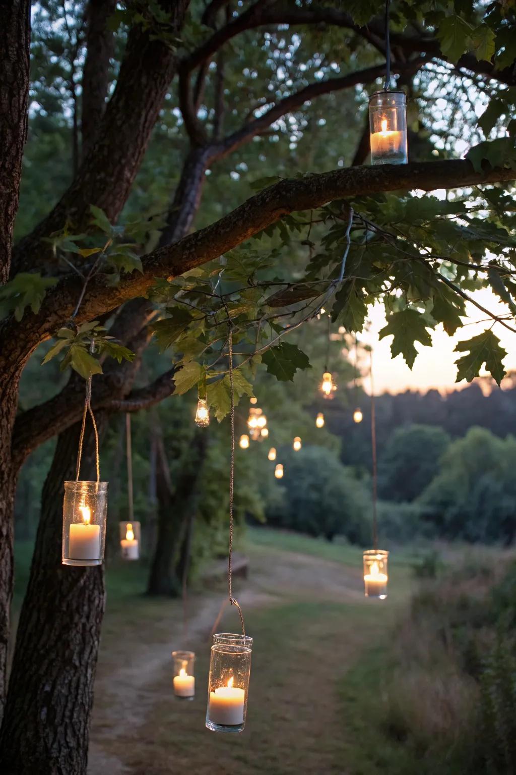 Floating candles create an enchanting atmosphere in your garden.