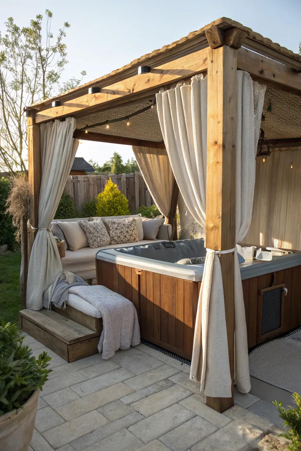 A cabana adds a touch of luxury and privacy to your space.