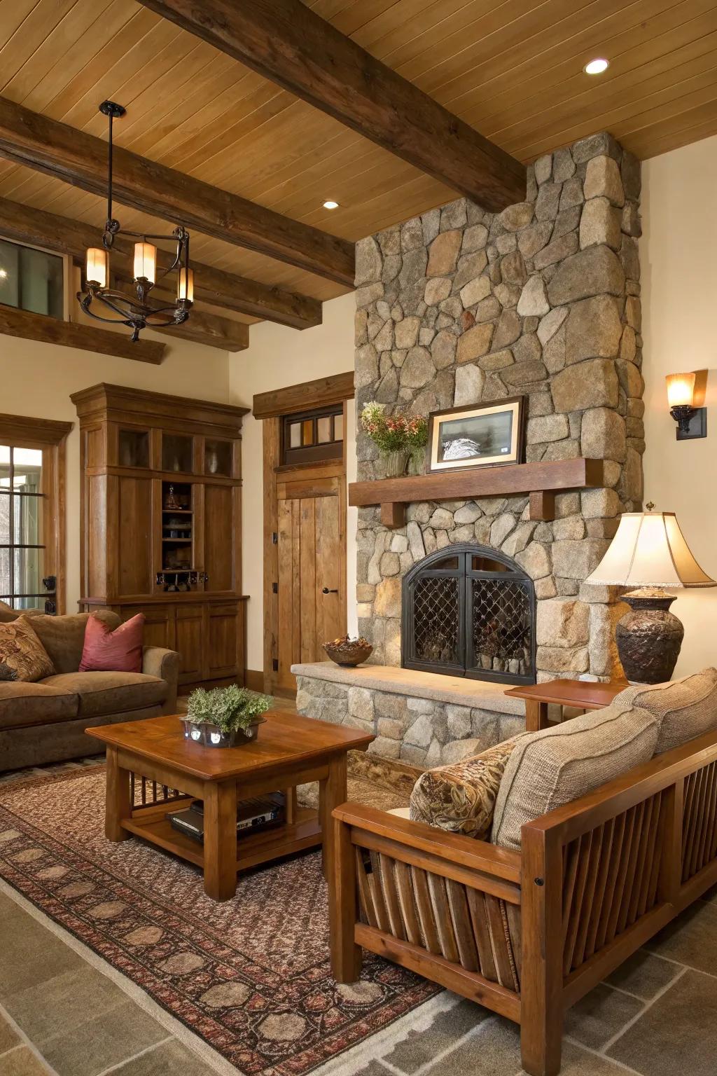 Natural elements like wood and stone add warmth to your home.