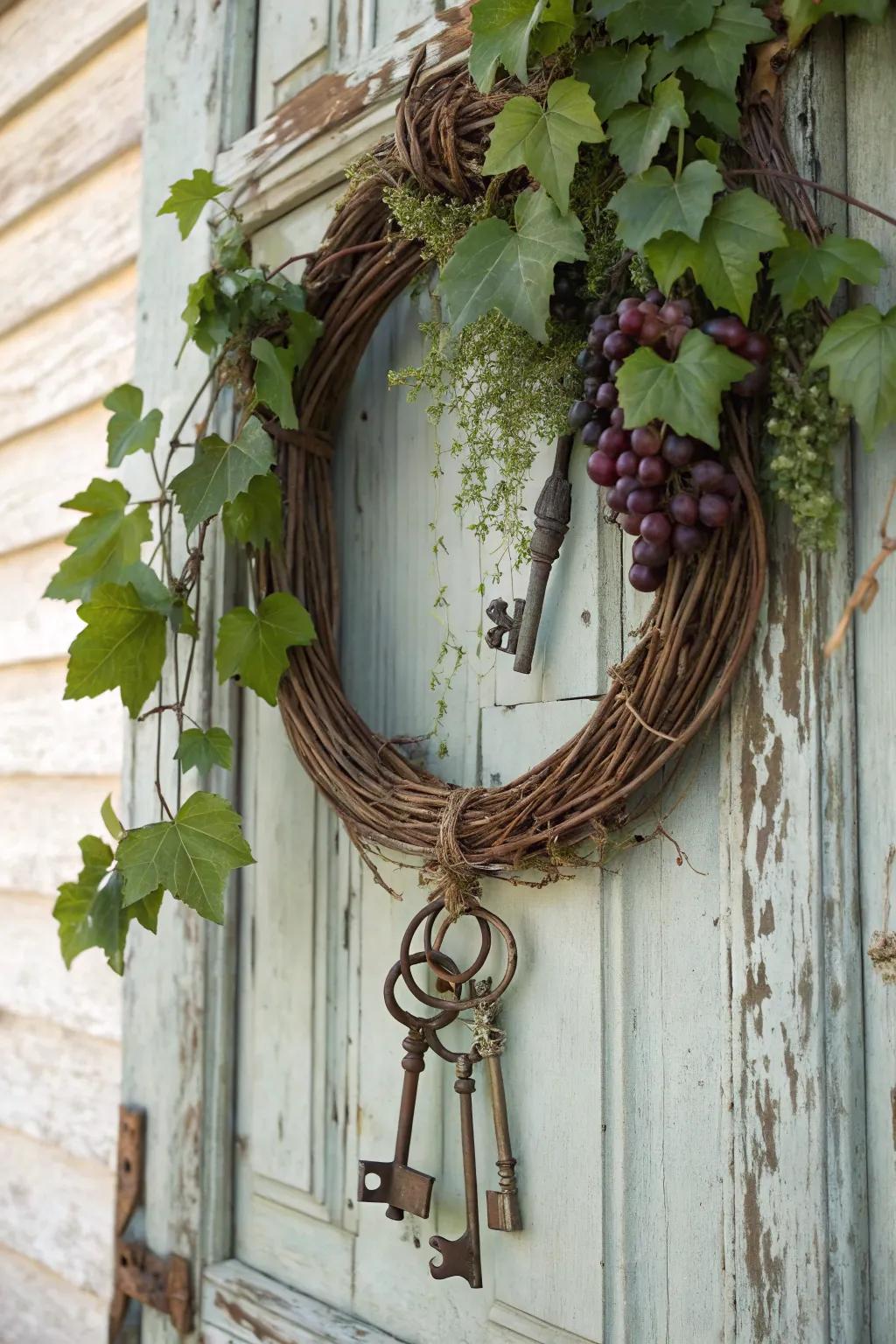 A vintage wreath that tells a story of days gone by.