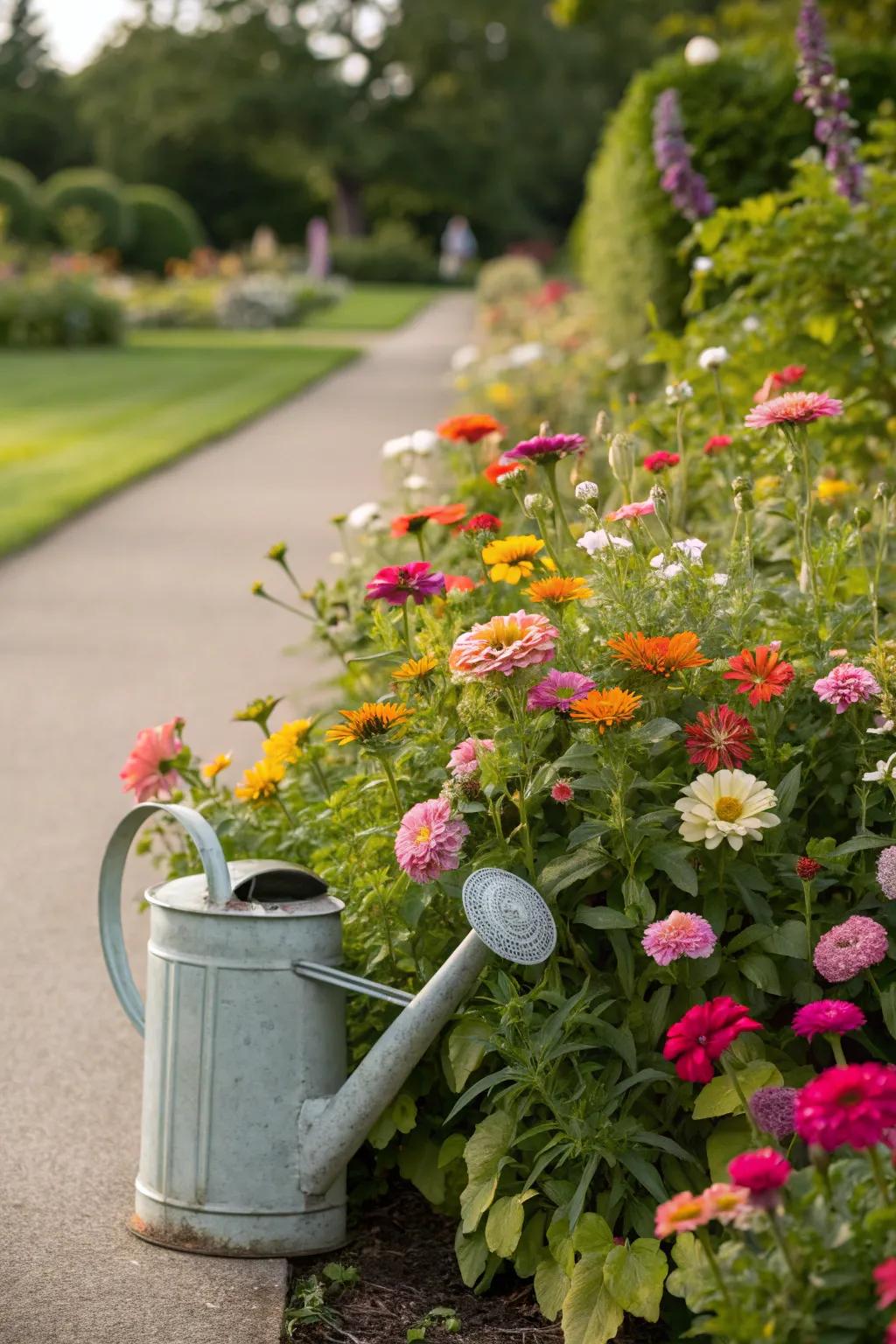 Whimsical features adding personality to the garden.