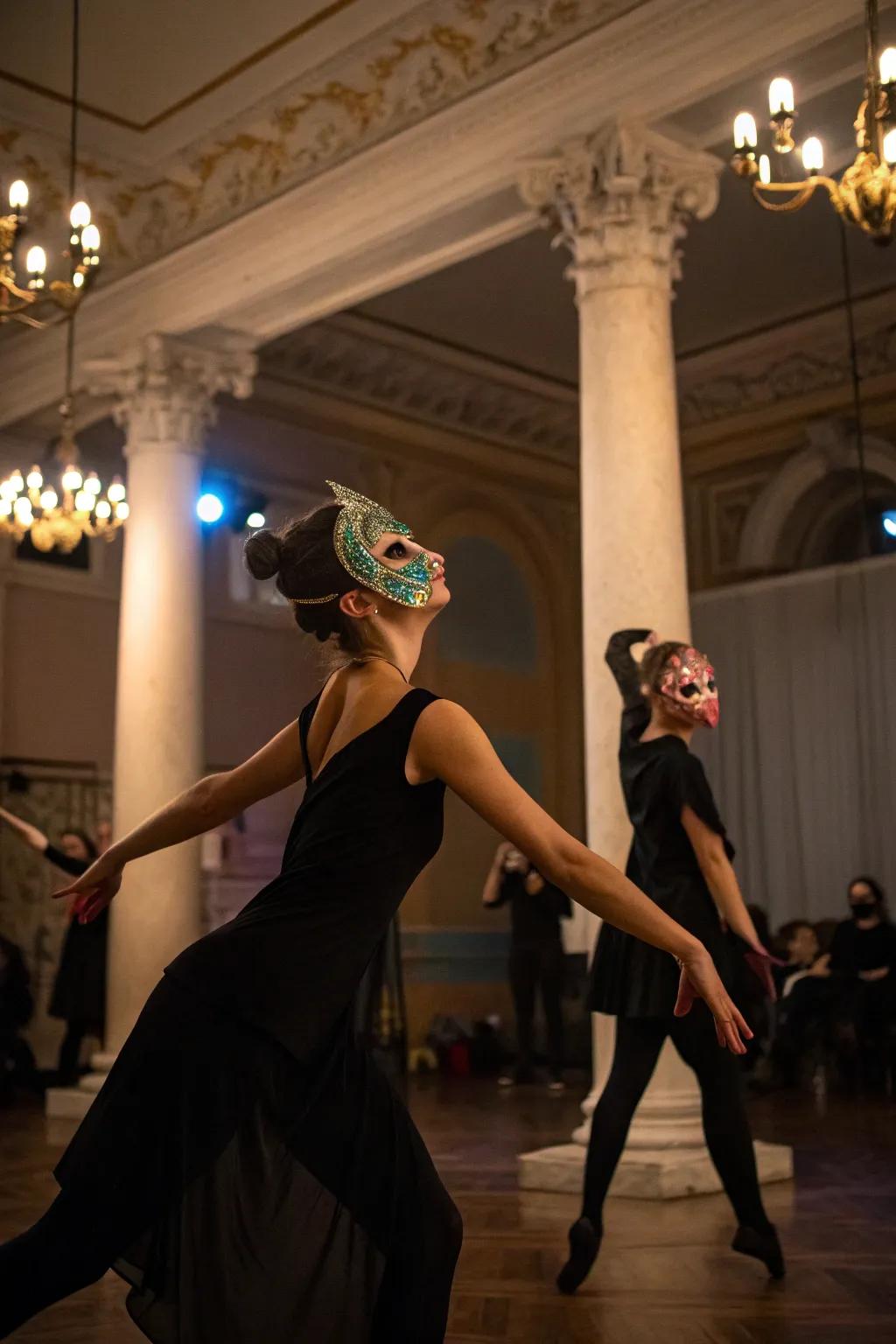 An elegant masquerade dance that captivates the audience.