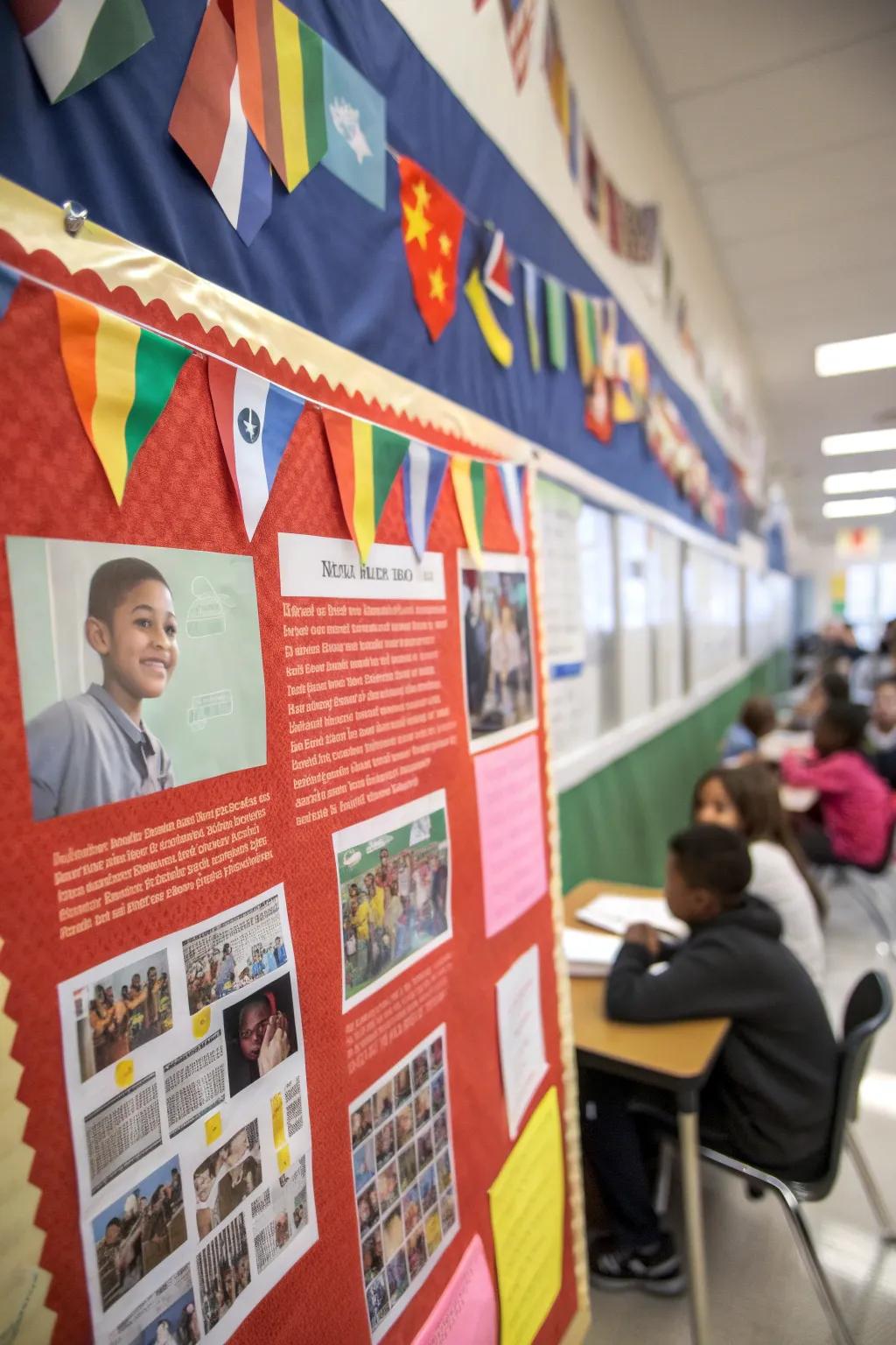 A bulletin board that honors cultural diversity and inclusivity