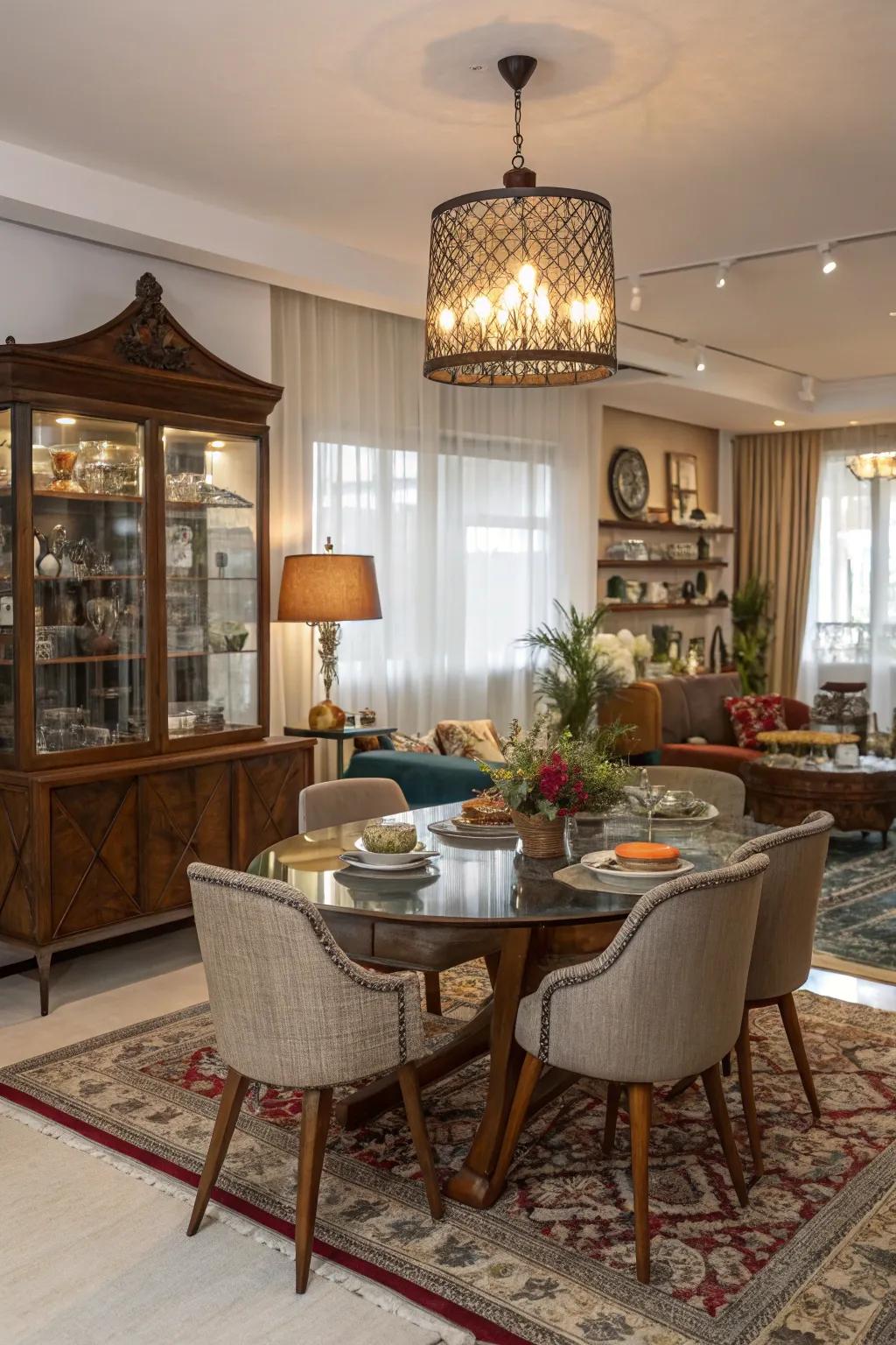 Eclectic decor can make your dining room visually interesting and unique.