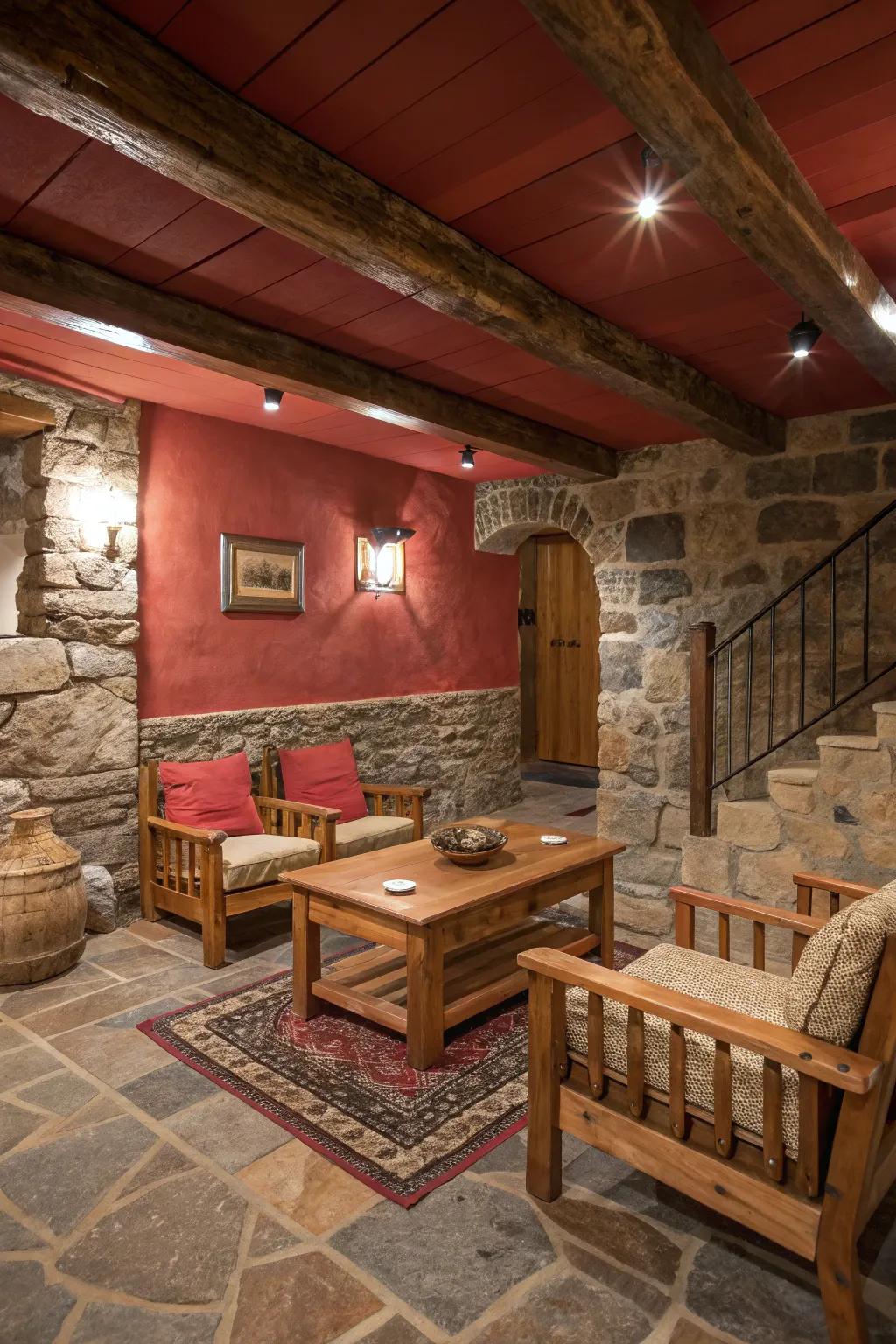 Rustic red provides warmth and a touch of farmhouse charm.