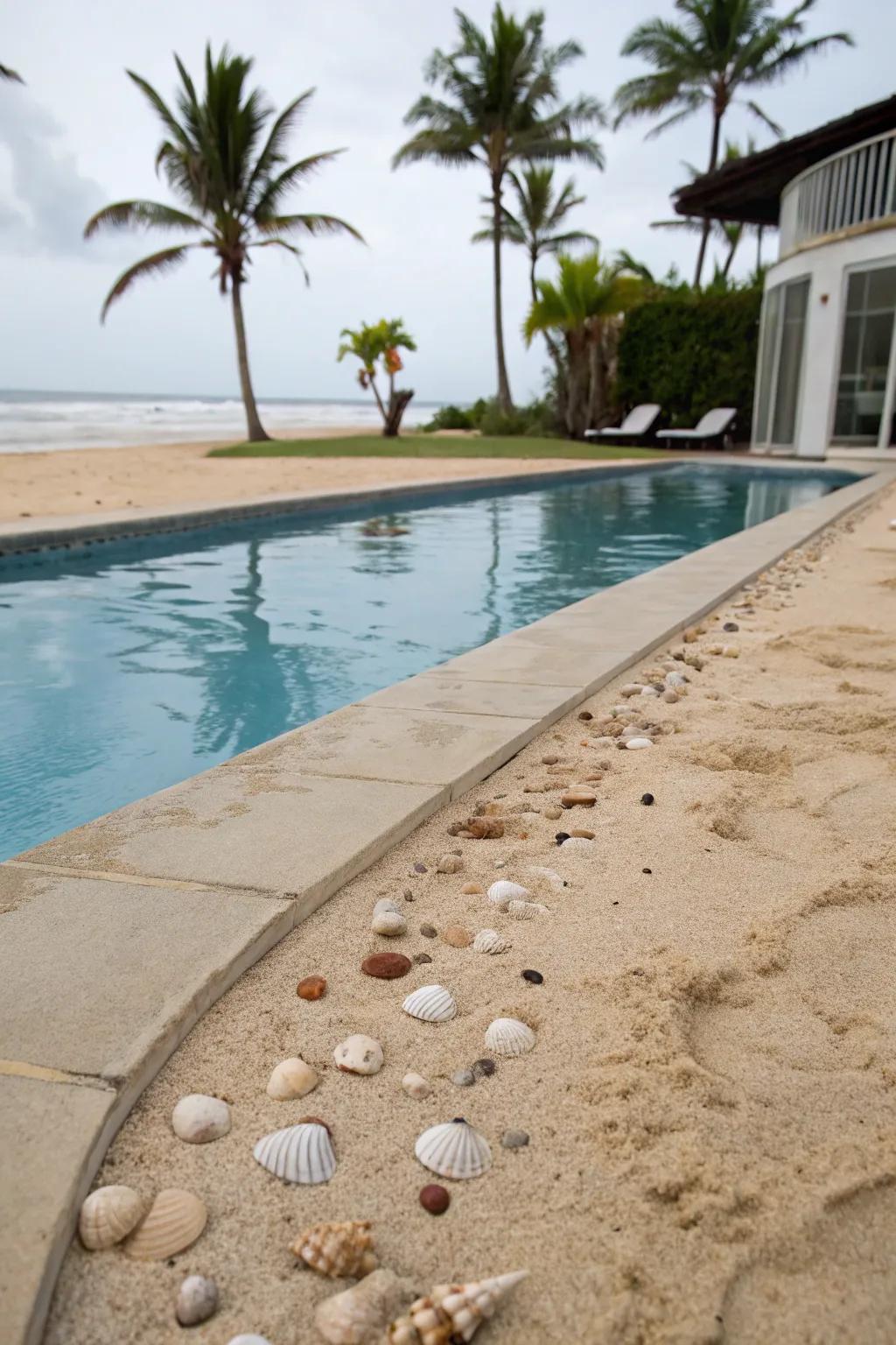 A sandy area adds a genuine beach feel.