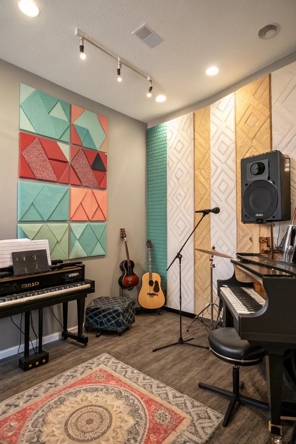 Art-like acoustic panels blend style with sound improvement.